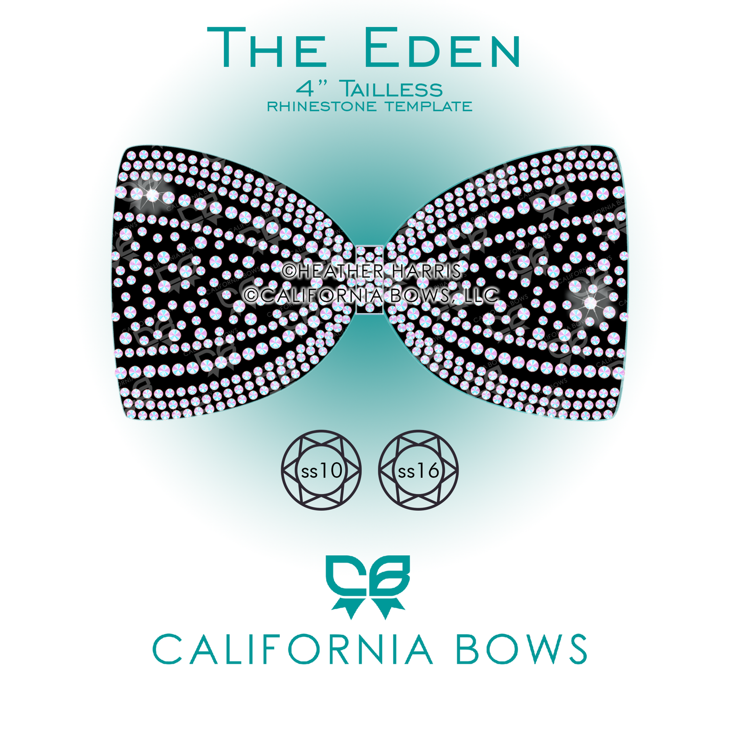 Eden 4" Tailless Bow Rhinestone Template Download