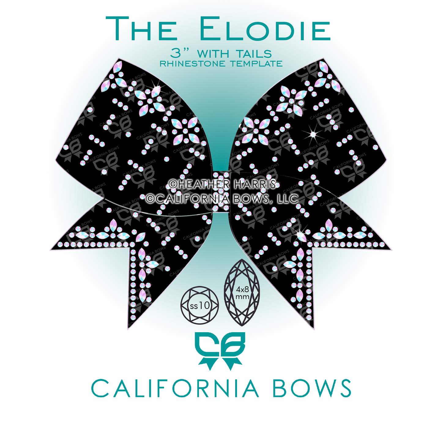 Elodie 3" Bow Rhinestone Template Download