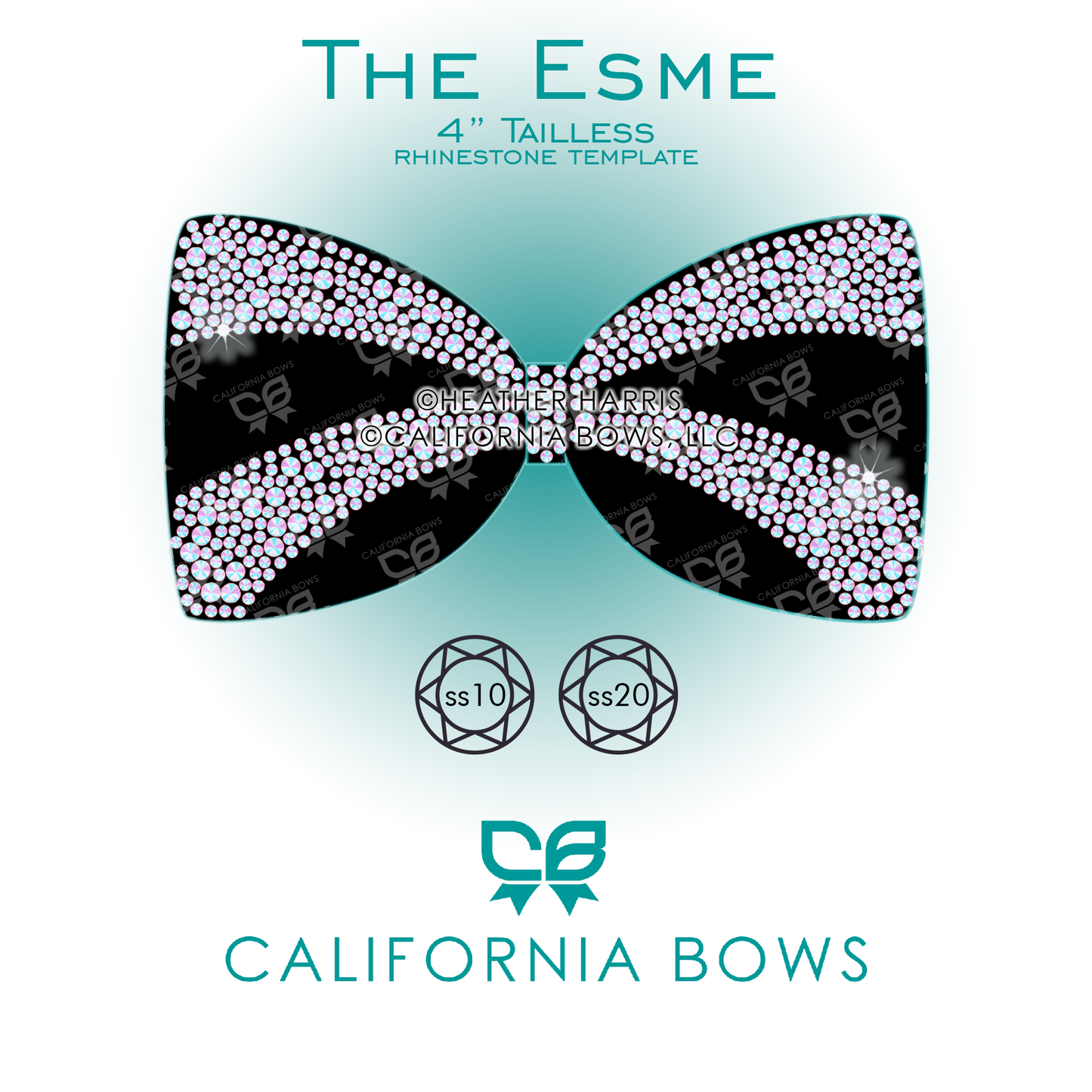 Esme 4" Tailless Bow Rhinestone Template Download