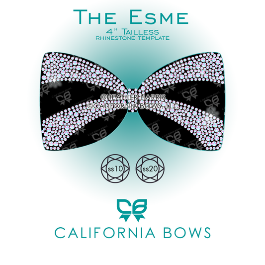 Esme 4" Tailless Bow Rhinestone Template Download