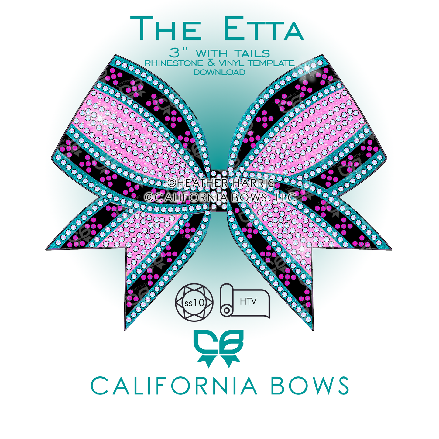 Etta 3" Bow Rhinestone Vinyl Template Download