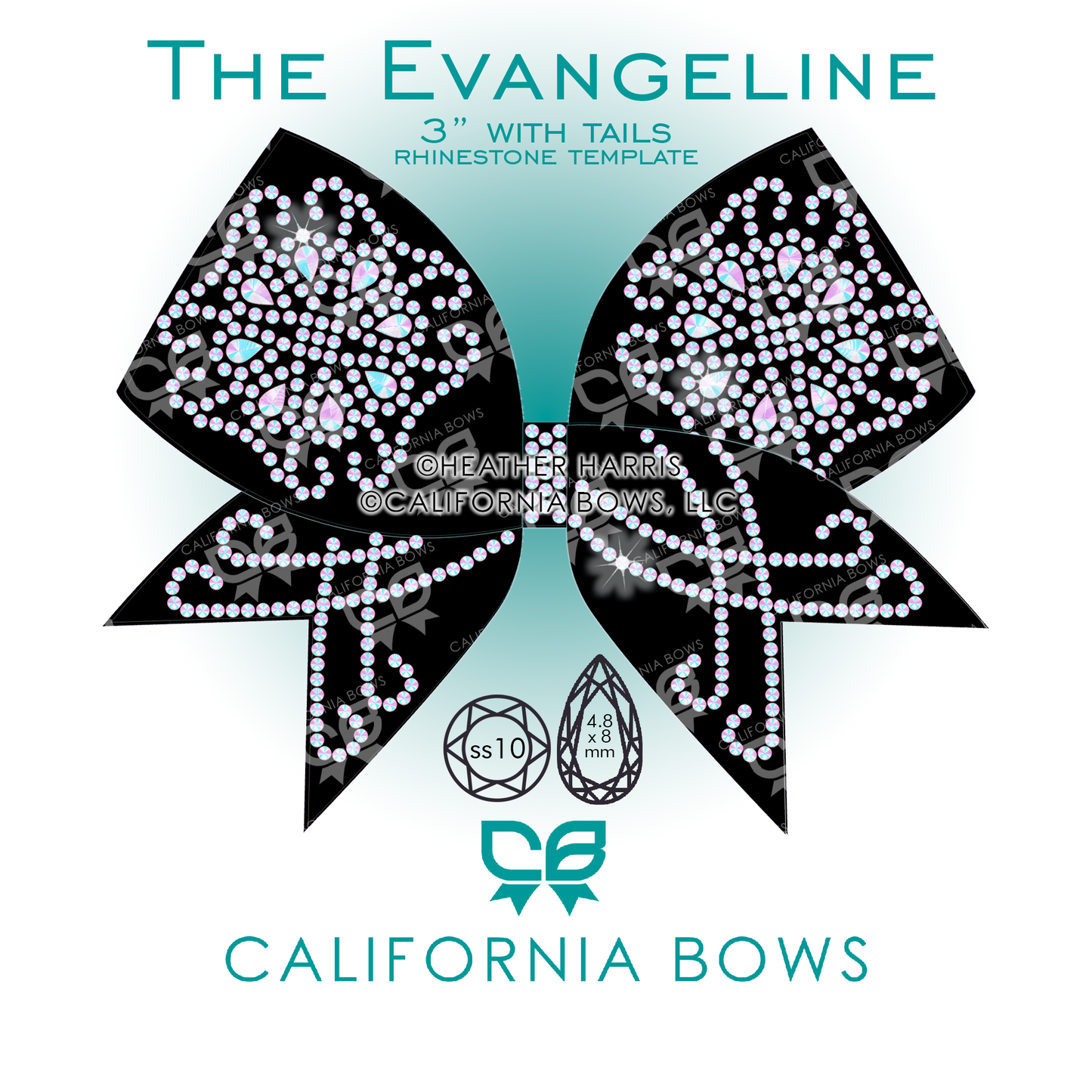 Evangeline 3" Bow Rhinestone Template Download