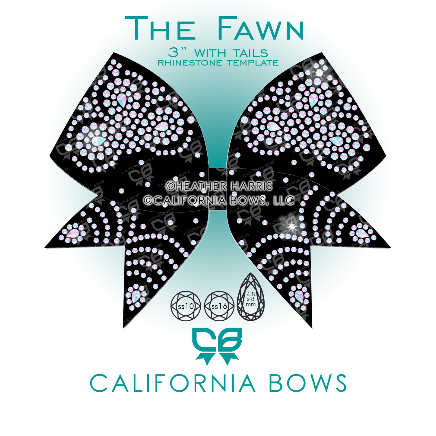 Fawn 3" Bow Rhinestone Template Download