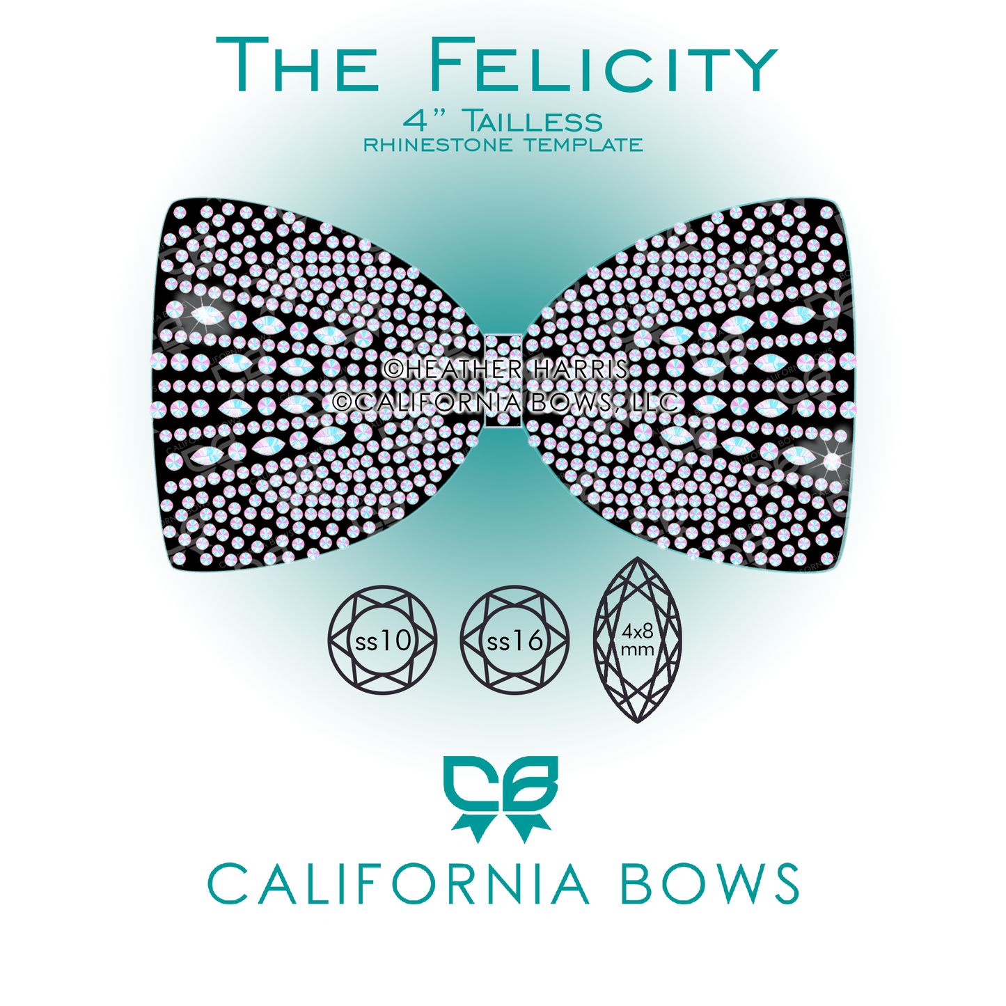 Felicity 4" Tailless Bow Rhinestone Template Download