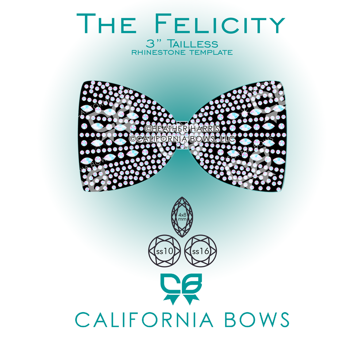 Felicity 3" Tailless Bow Rhinestone Template Download