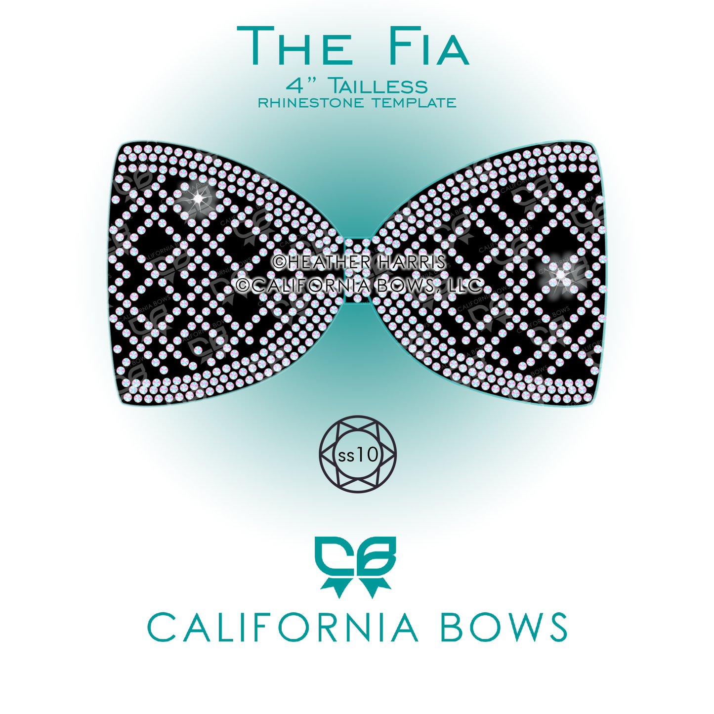 Fia 4" Tailless Bow Rhinestone Template Download