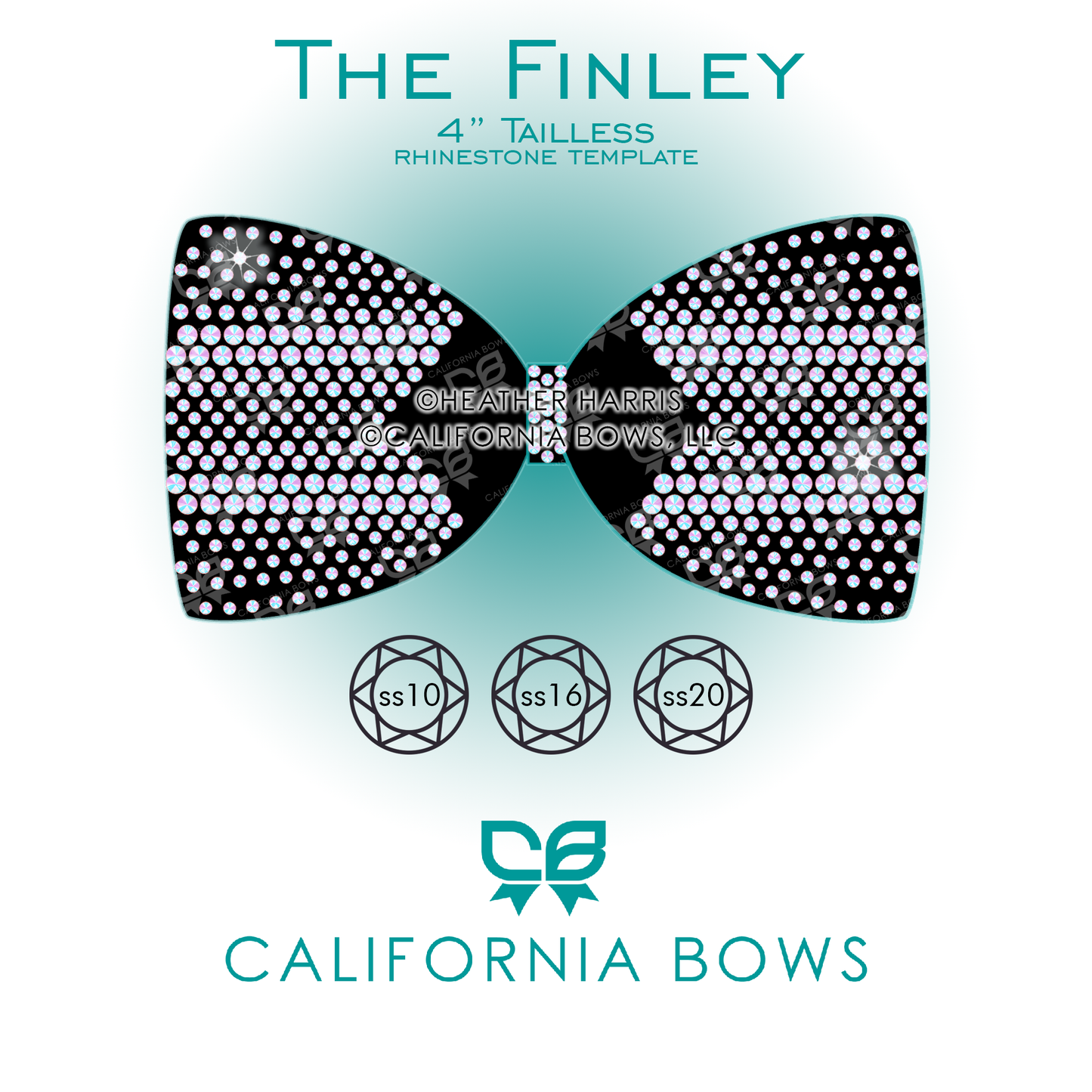 Finley 4" Tailless Bow Rhinestone Template Download