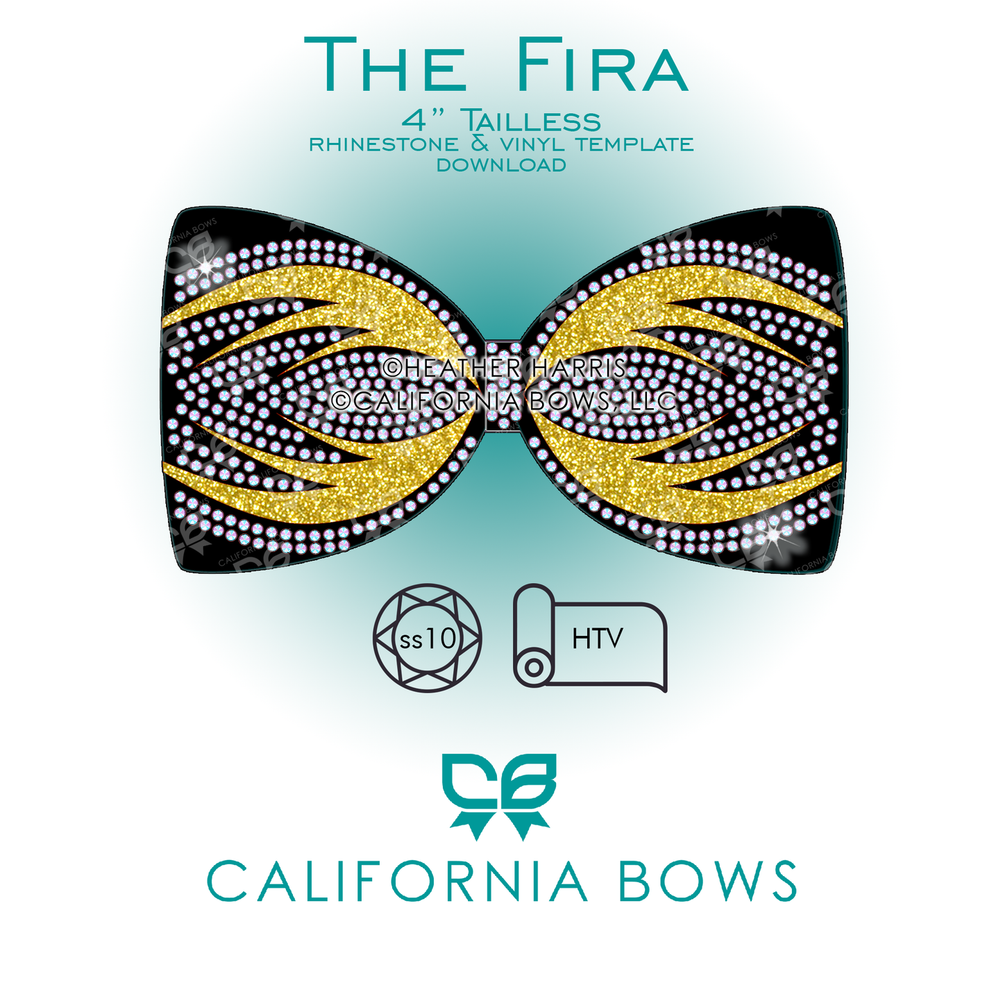 Fira 4" Tailless Bow Rhinestone Vinyl Template Download