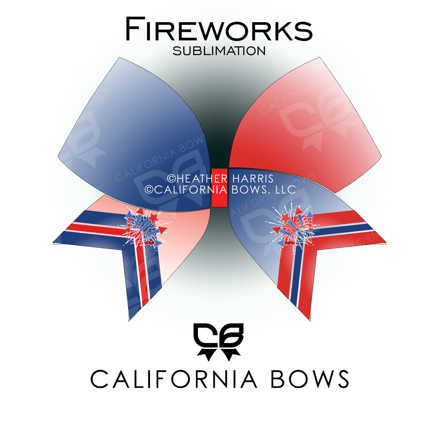 Fireworks Cheer Bow Sublimation Download PNG