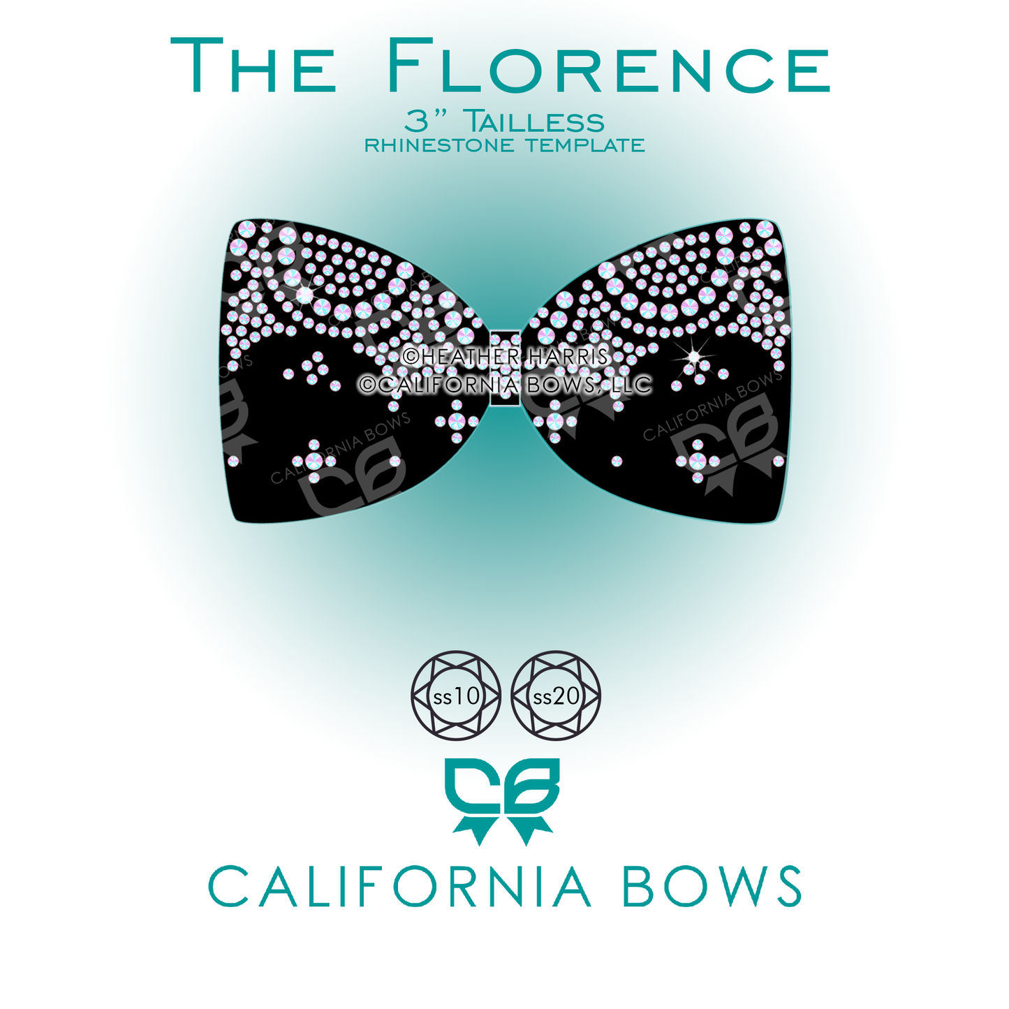 Florence 3" Tailless Bow Rhinestone Template Download
