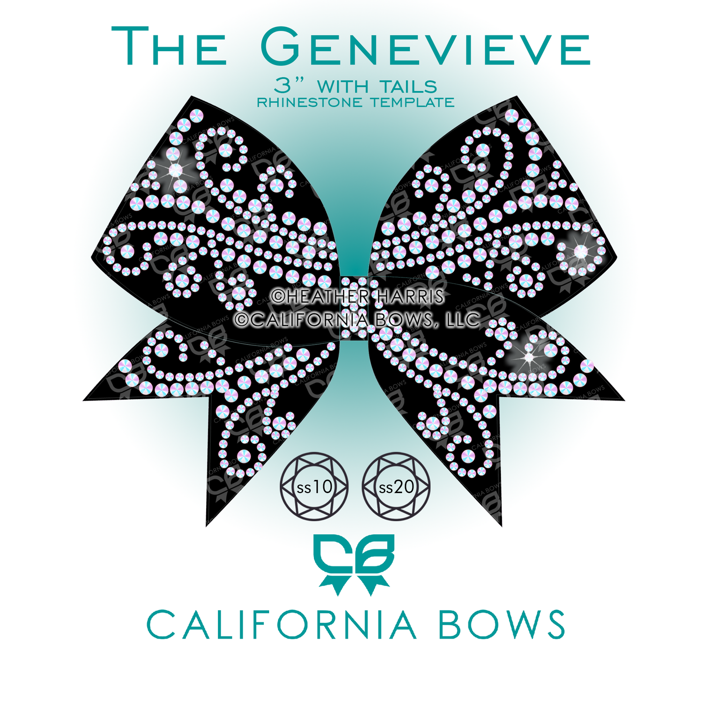 Genevieve 3" Bow Rhinestone Template Download
