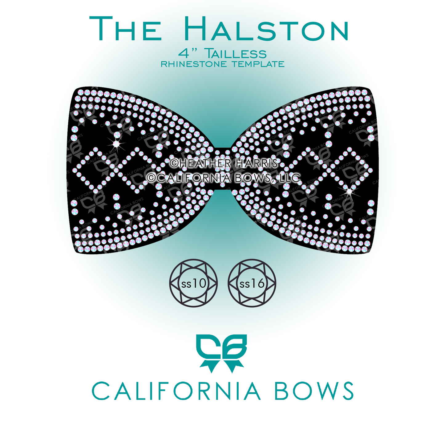 Halston 4" Tailless Bow Rhinestone Template Download