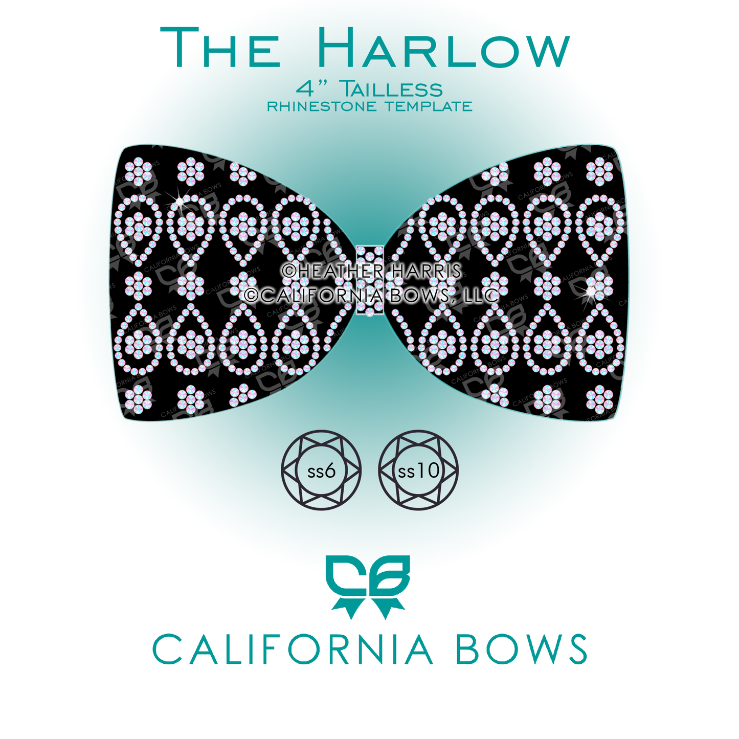 Harlow 4" Tailless Bow Rhinestone Template Download
