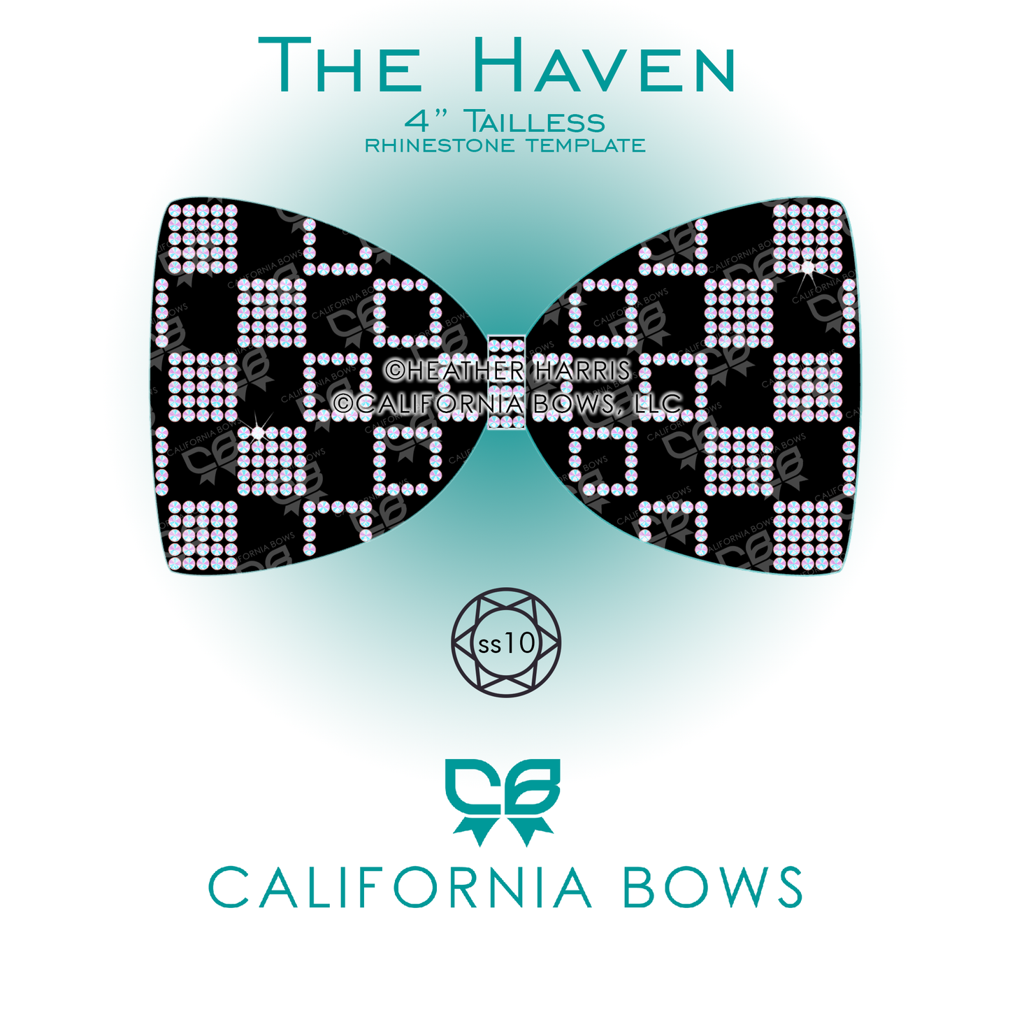 Haven 4" Tailless Bow Rhinestone Template Download