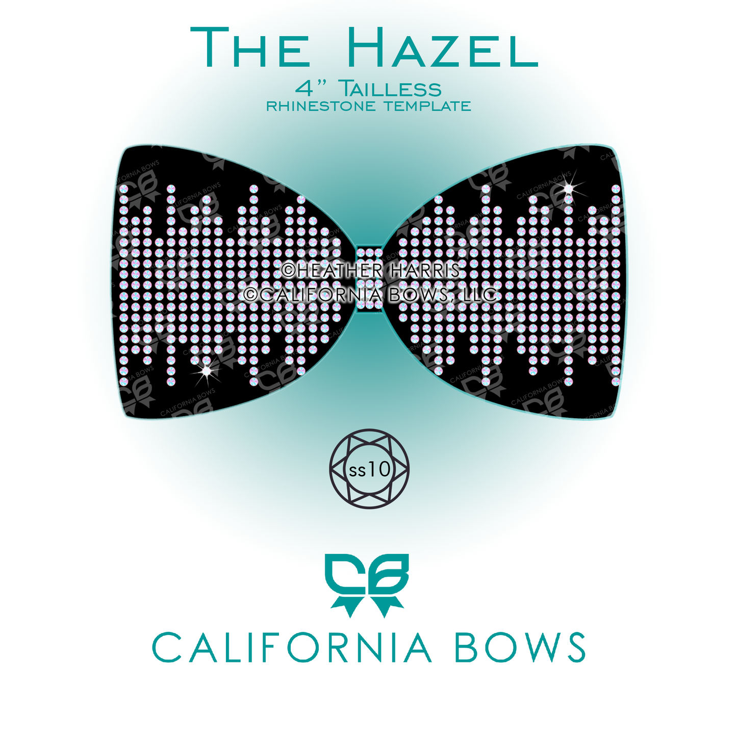 Hazel 4" Tailless Bow Rhinestone Template Download