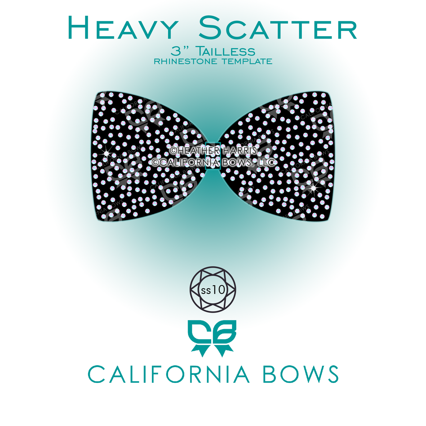 Heavy Scatter 3" Tailless Cheer Bow Rhinestone Template Download
