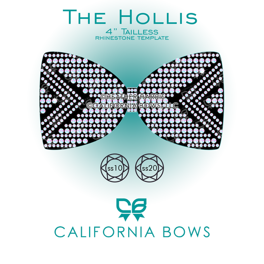 Hollis 4" Tailless Bow Rhinestone Template Download