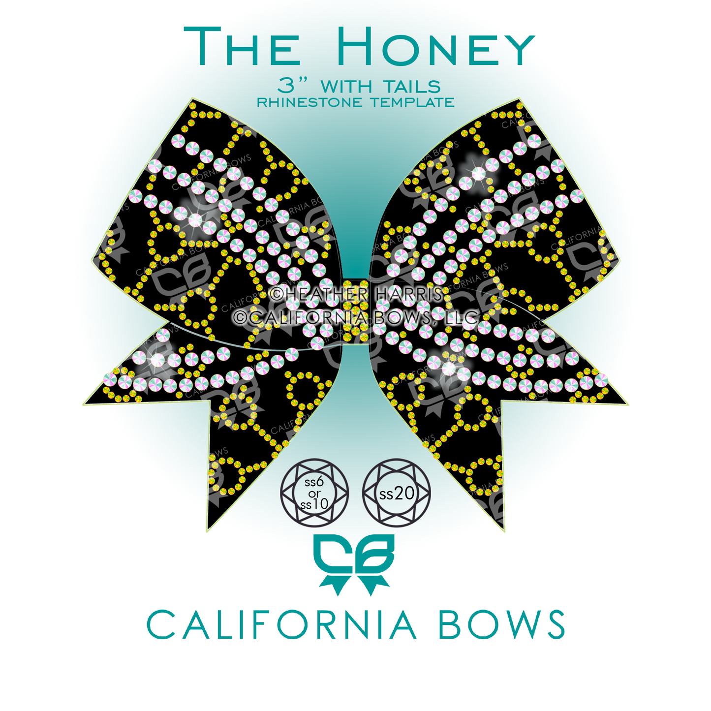 Honey 3" Bow Rhinestone Template Download