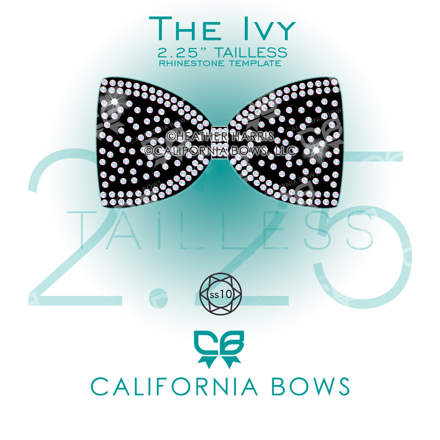 Ivy 2.25" Tailless Bow Rhinestone Template Download
