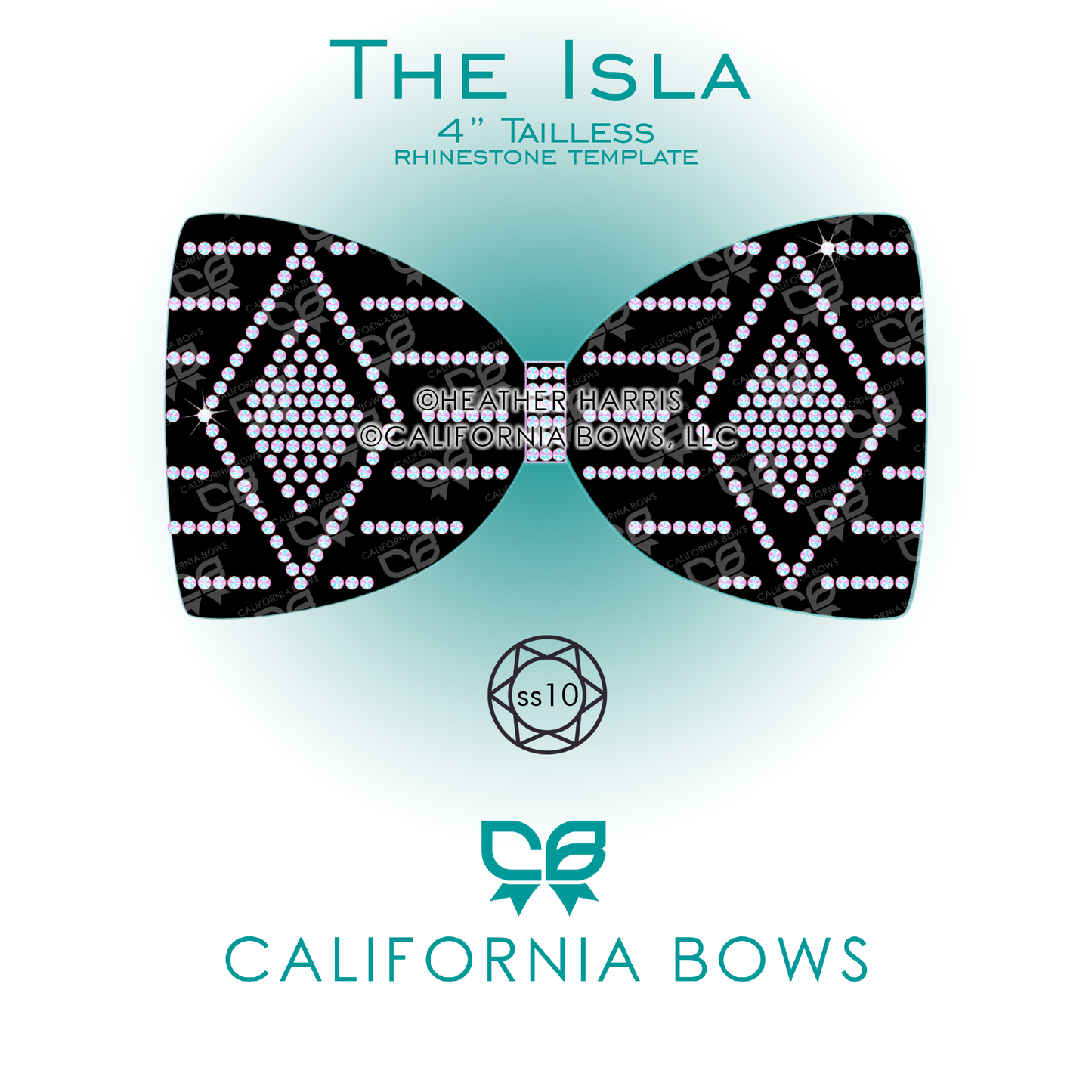Isla 4" Tailless Bow Rhinestone Template Download