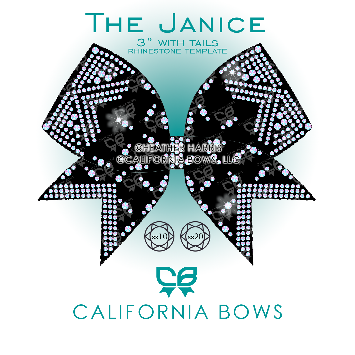 Janice 3" Bow Rhinestone Template Download