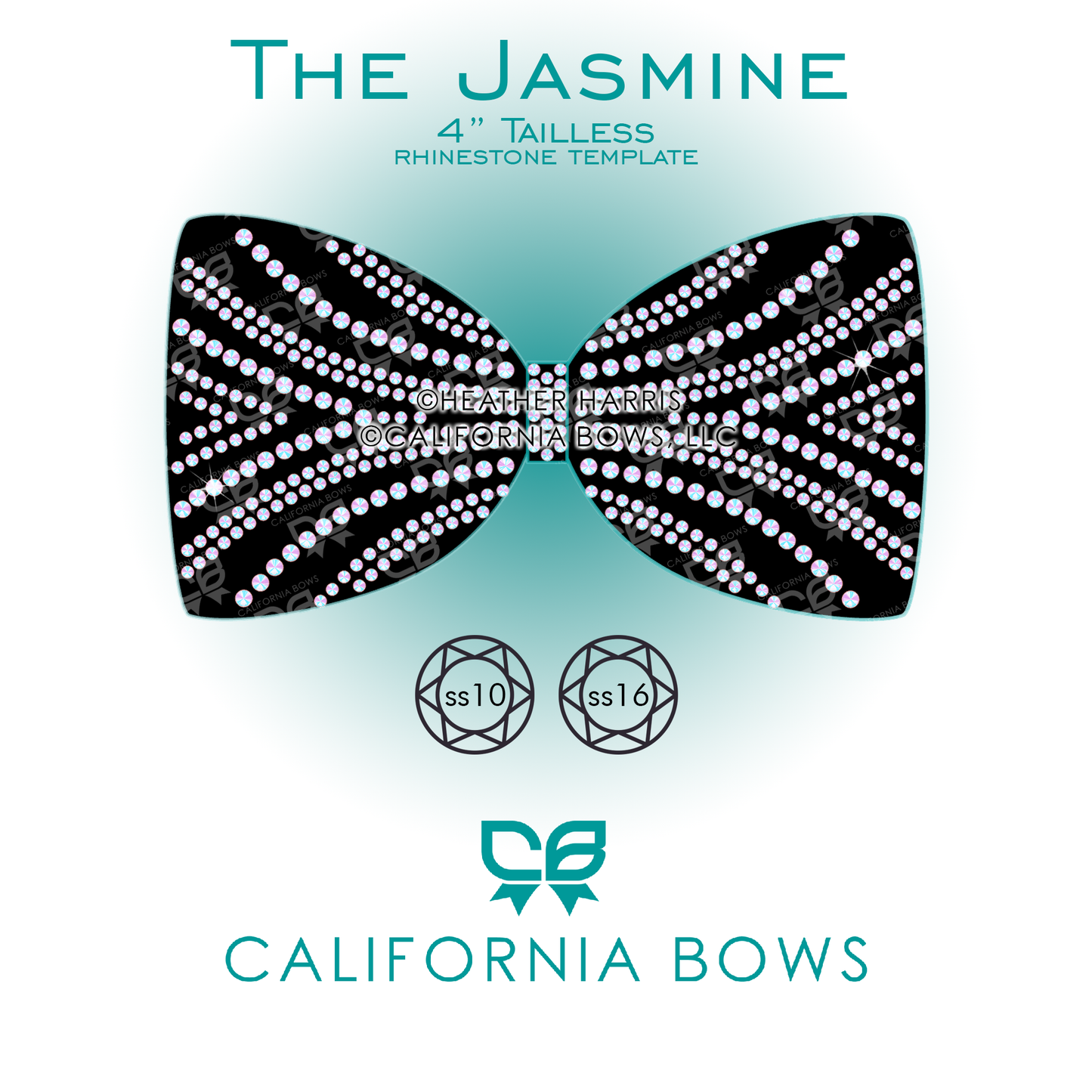 Jasmine 4" Tailless Cheer Bow Rhinestone Template Download