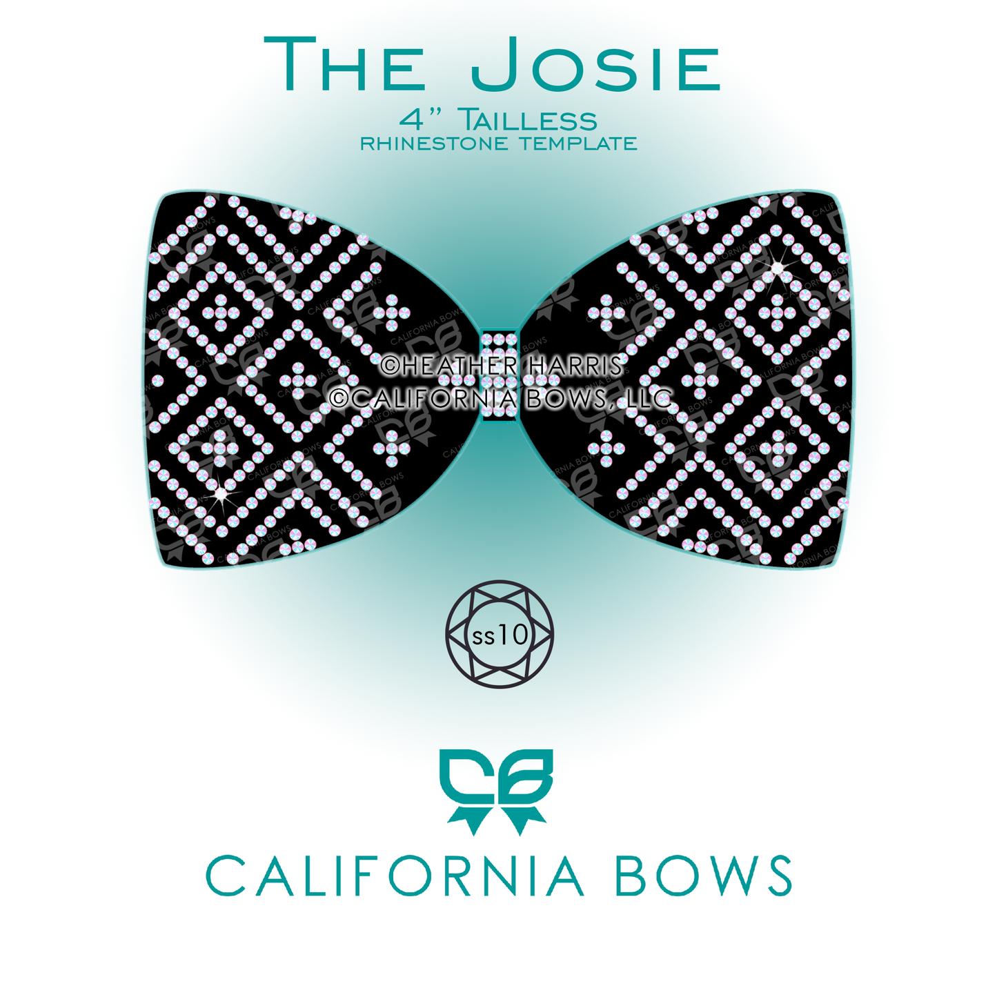 Josie 4" Tailless Bow Rhinestone Template Download