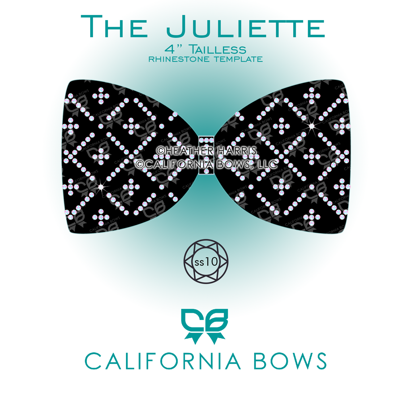 Juliette 4" Tailless Bow Rhinestone Template Download