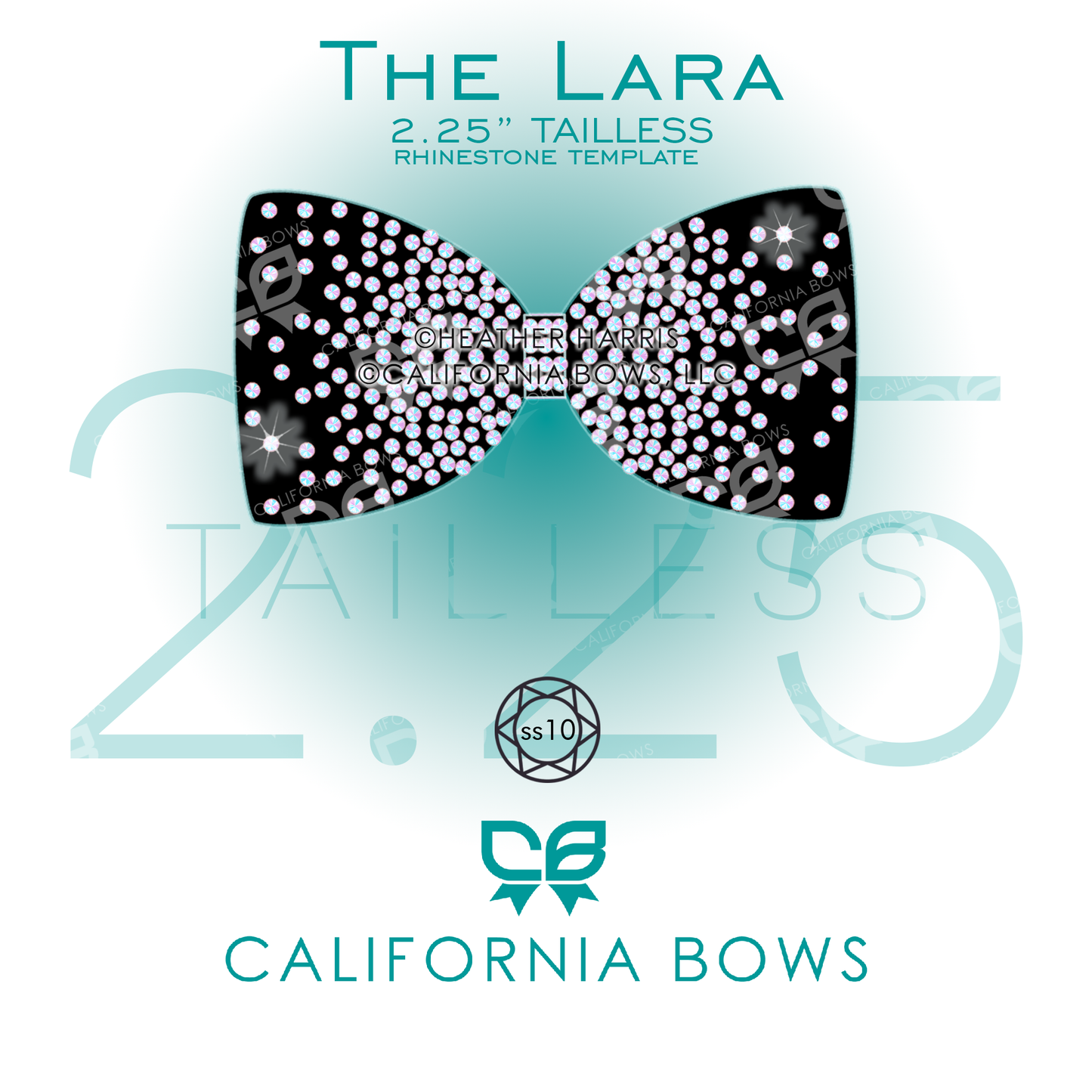 The Lara 2.25" Tailless Bow Rhinestone Template Download