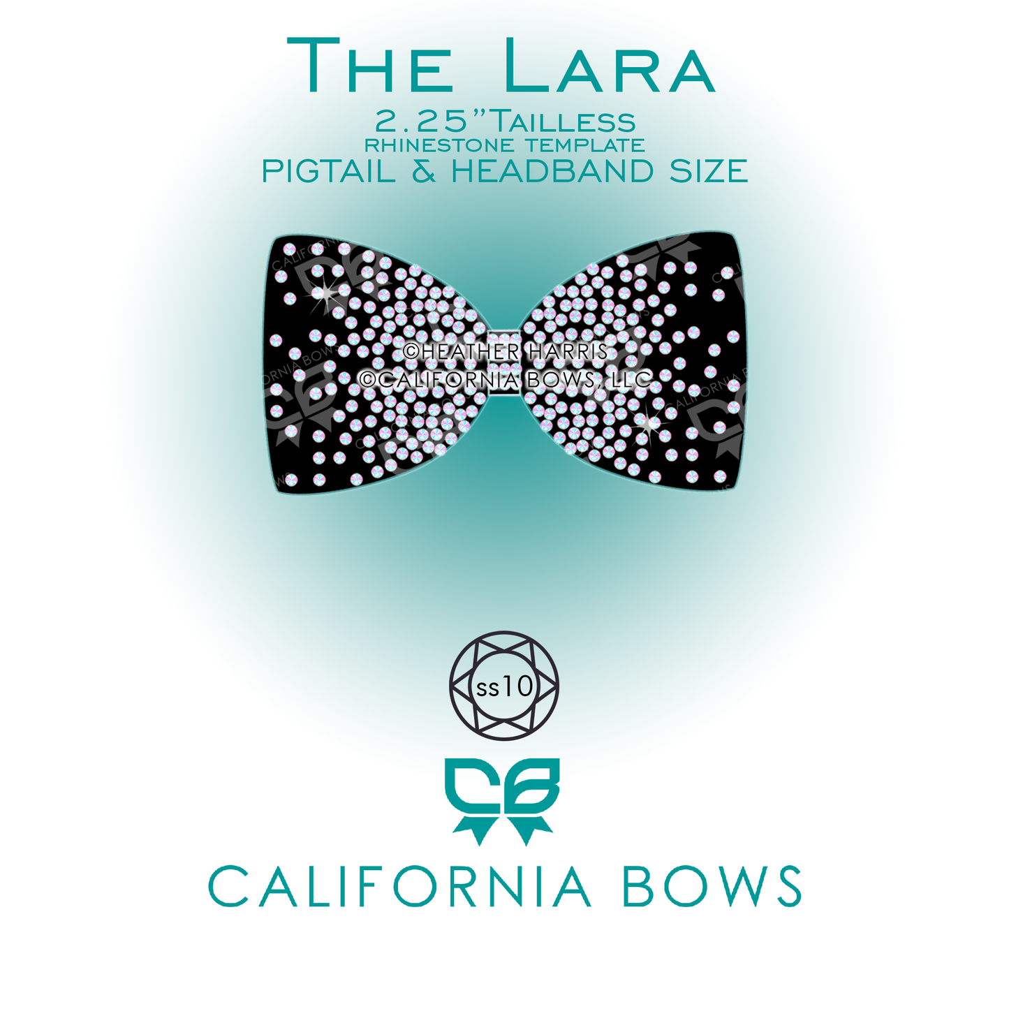 The Lara 2.25" Tailless Bow Rhinestone Template Download