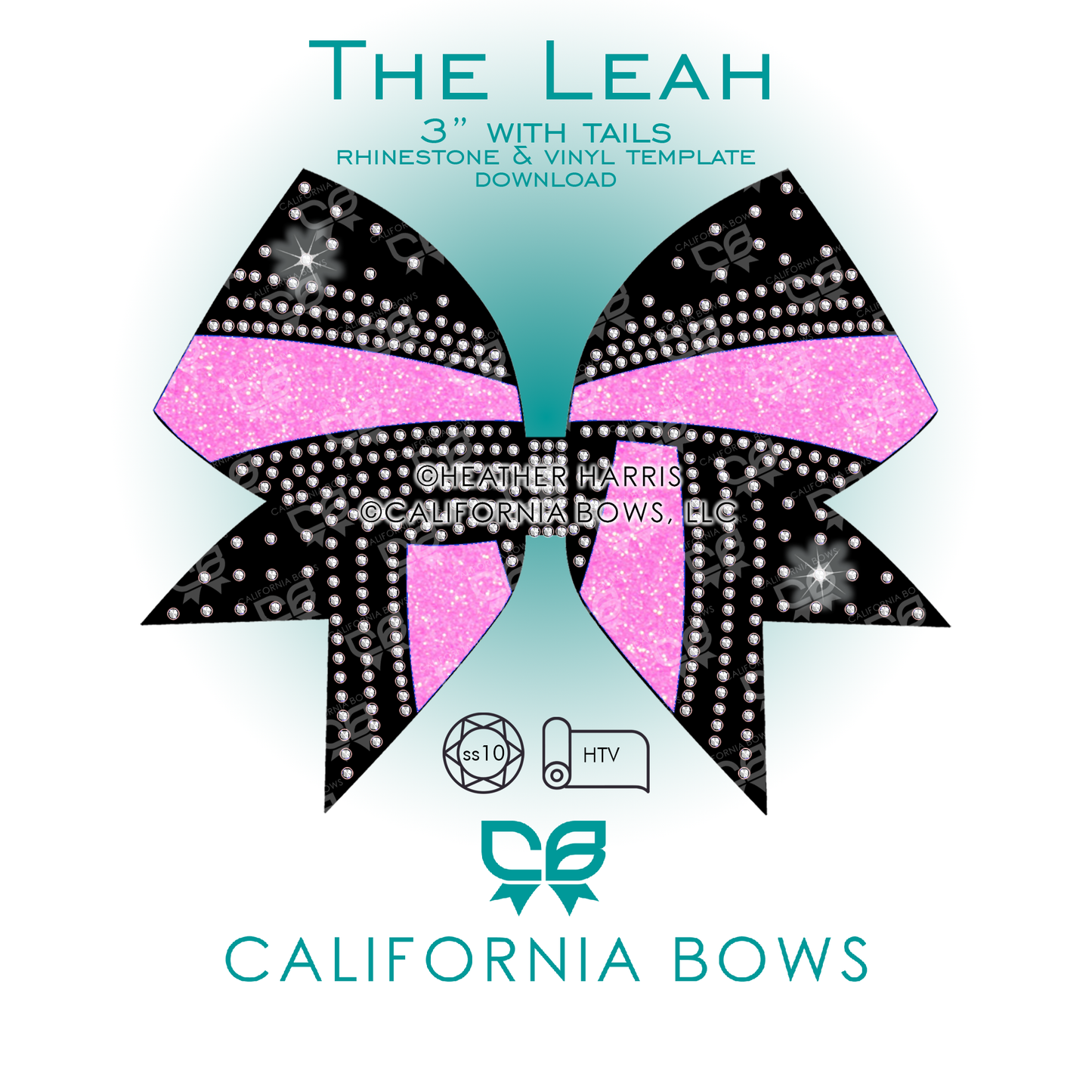 Leah 3" Bow Rhinestone Vinyl Template Download