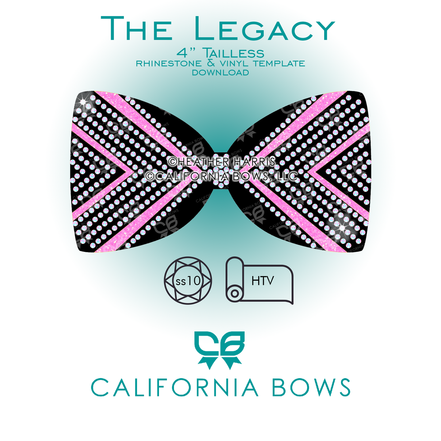 Legacy 4" Tailless Bow Rhinestone Vinyl Tailless Download