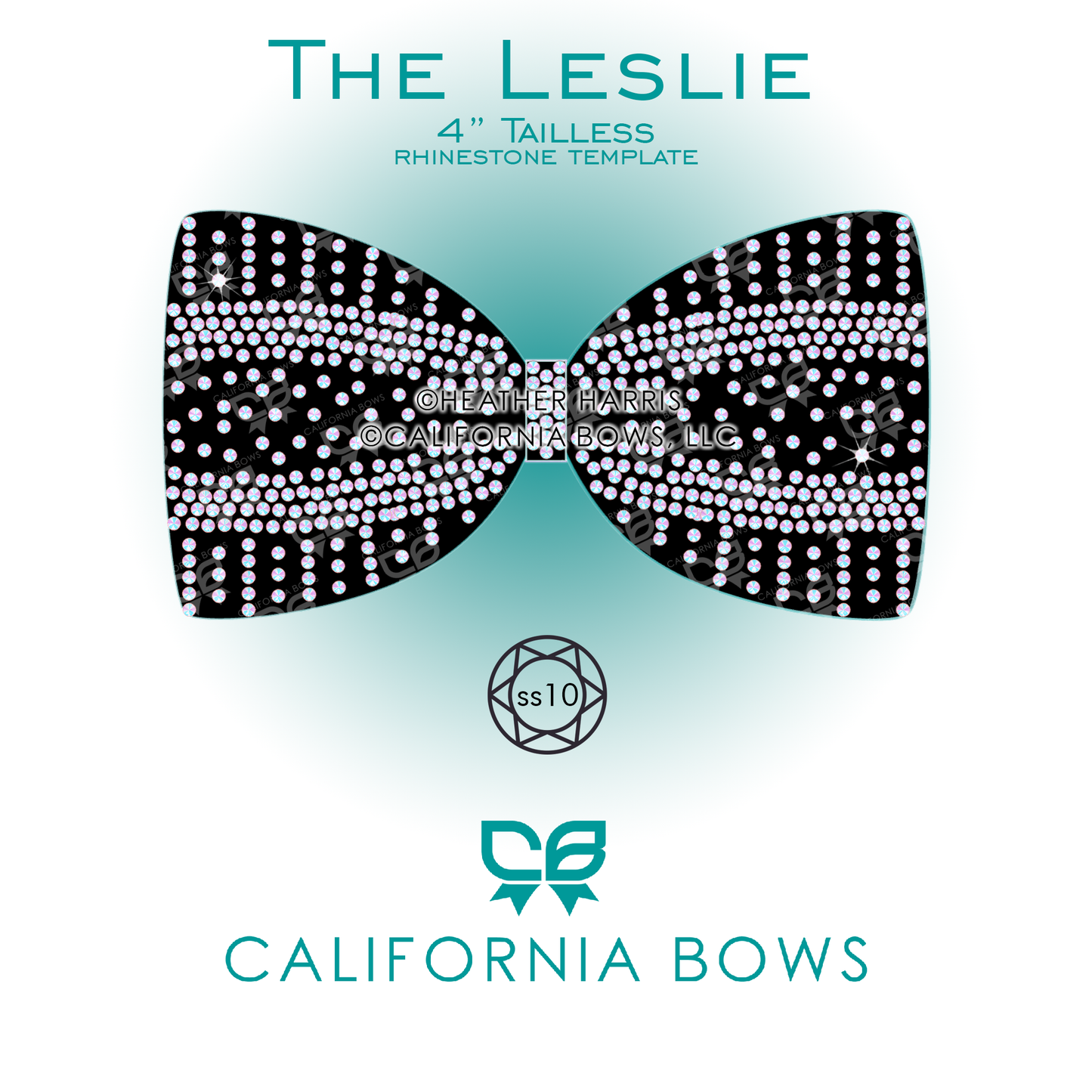 Leslie 4" Tailless Bow Rhinestone Template Download