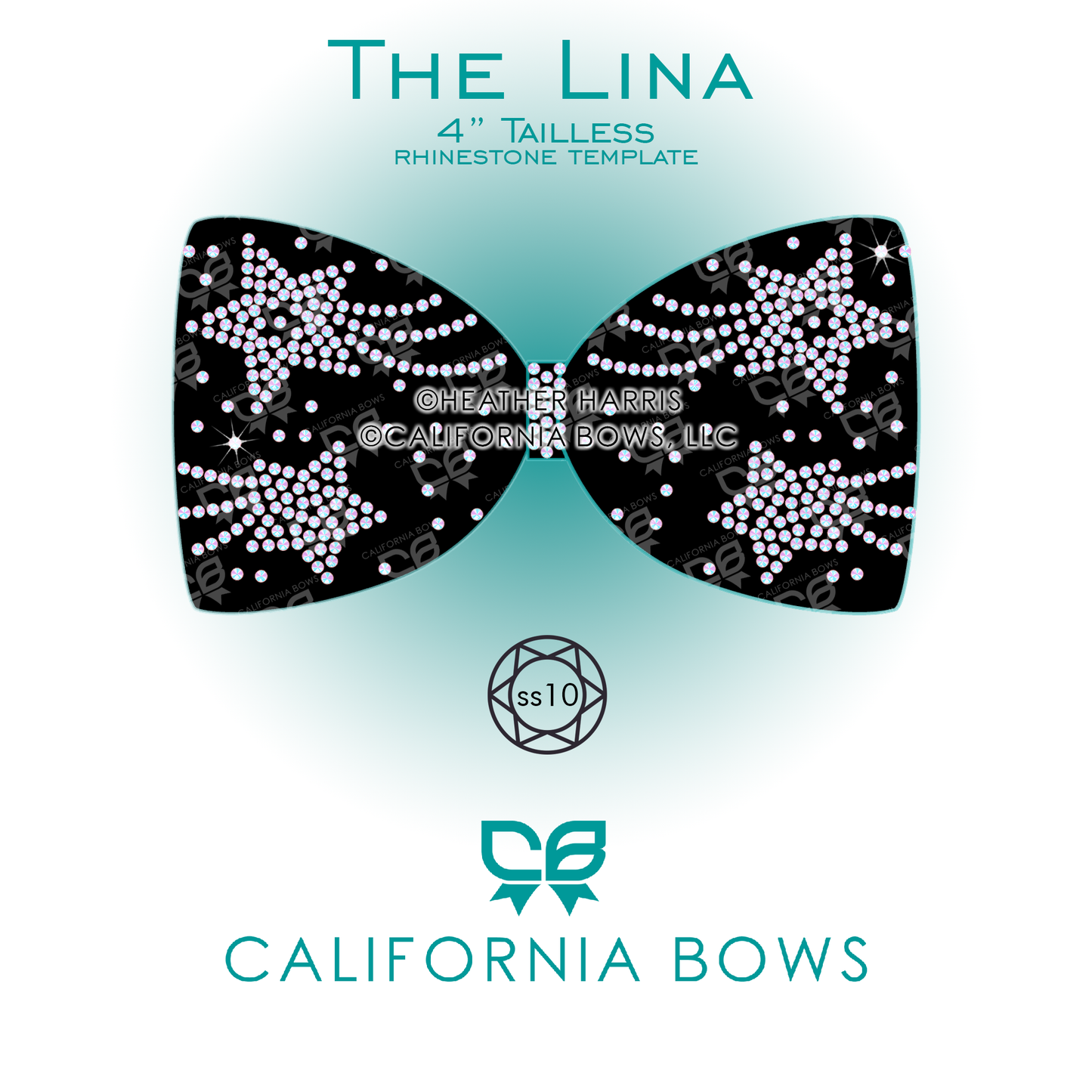Lina 4" Tailless Bow Rhinestone Template Download