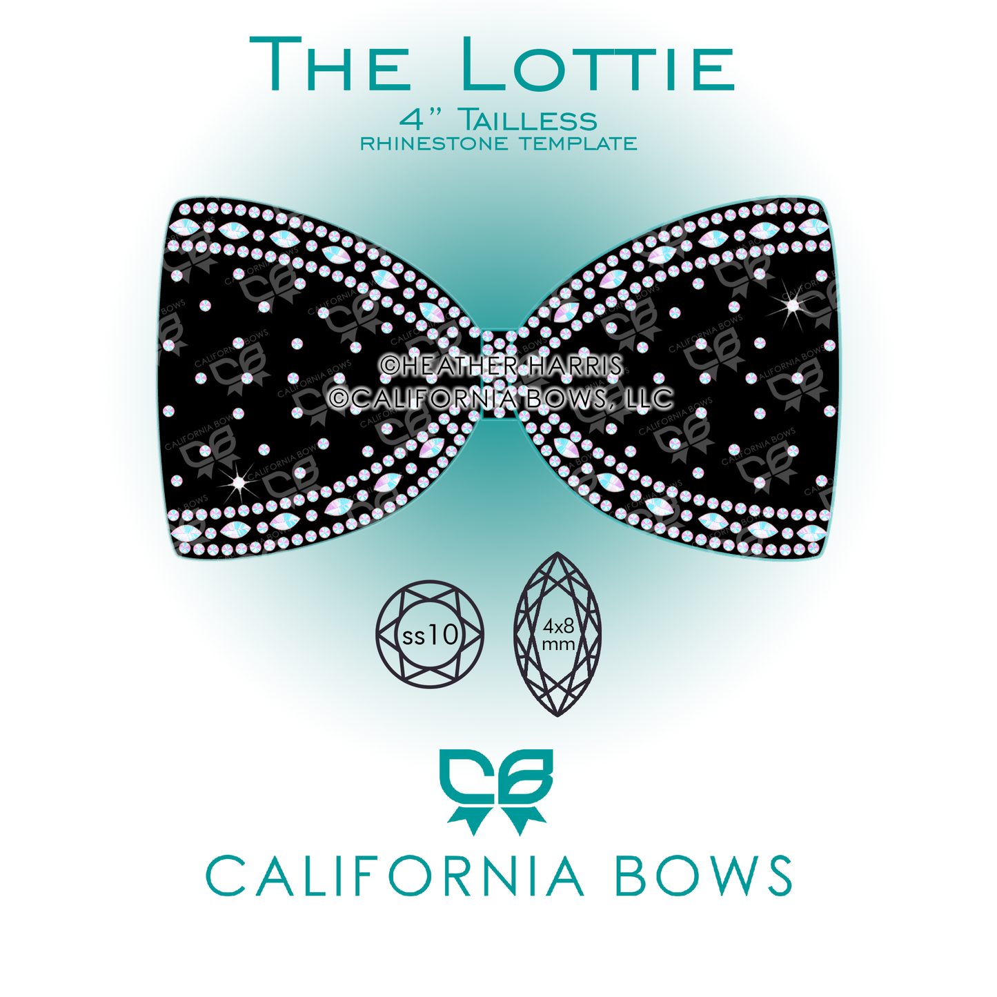 Lottie 4" Tailless Bow Rhinestone Template Download