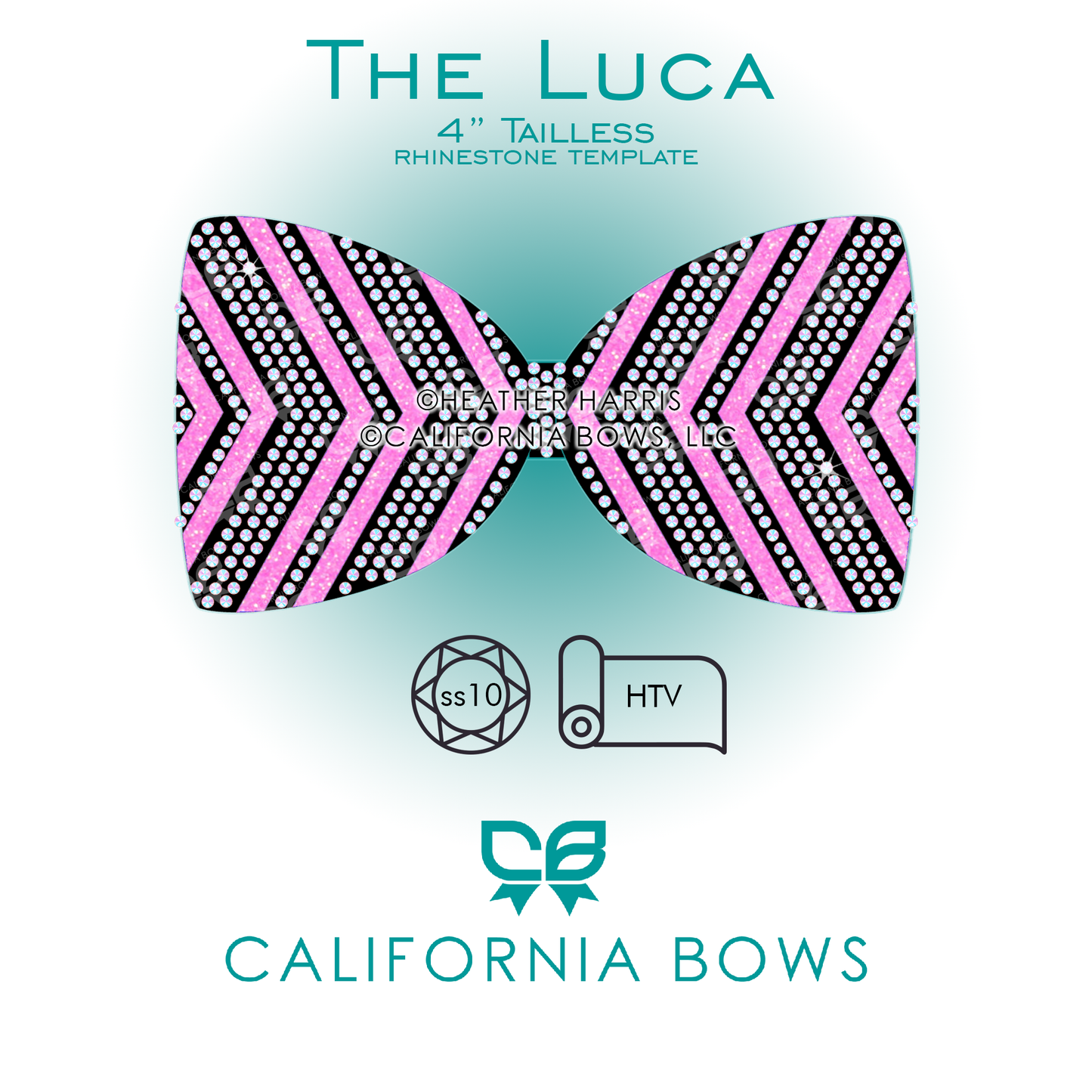 Luca 4" Tailless Bow Rhinestone Vinyl Template Download