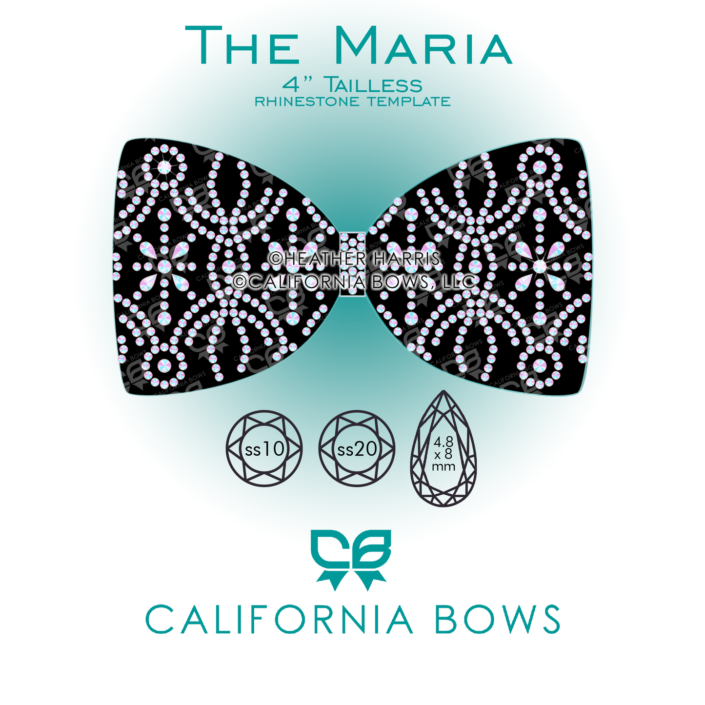 Maria 4" Tailless Bow Rhinestone Template Download