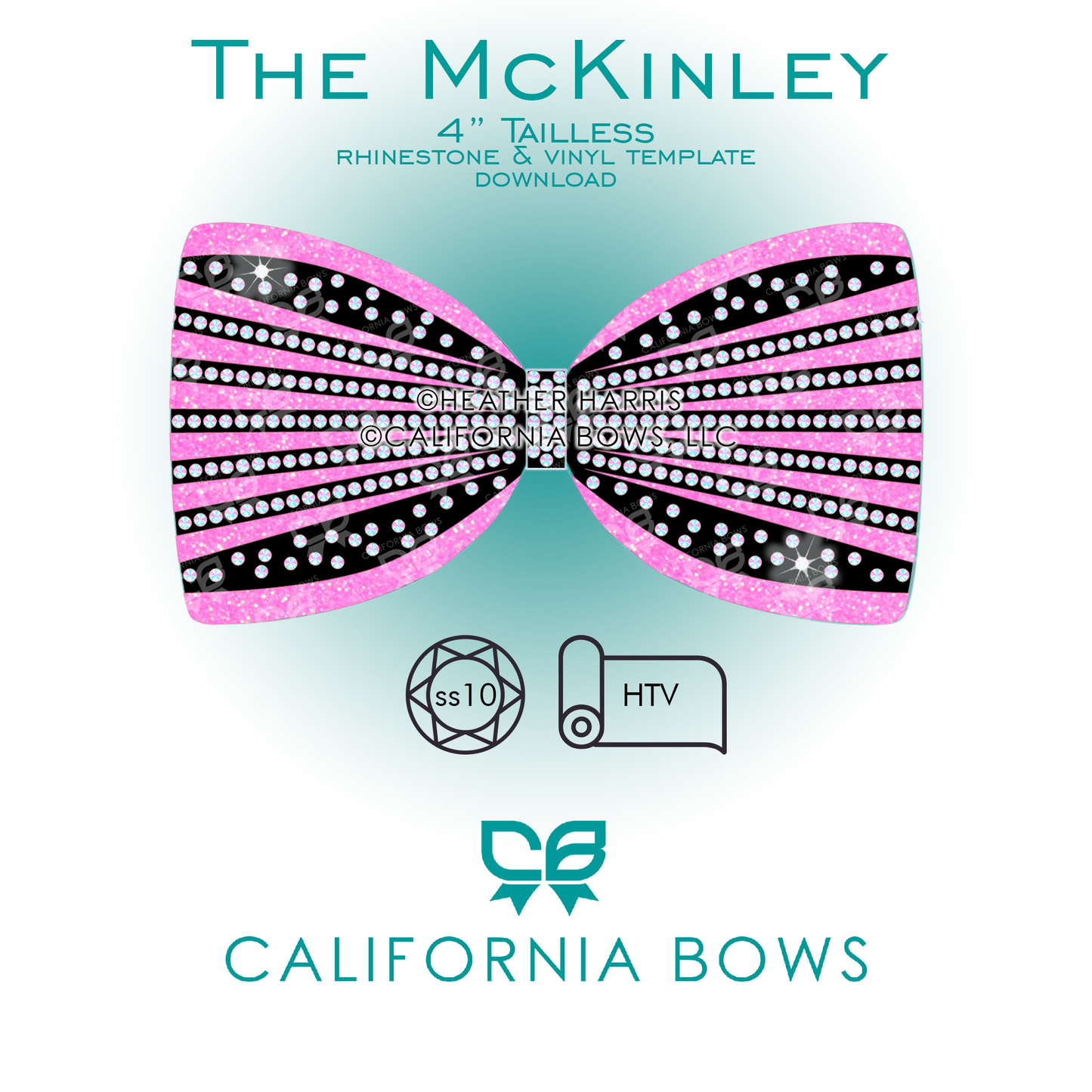 McKinley 4" Tailless Bow Rhinestone Template Download