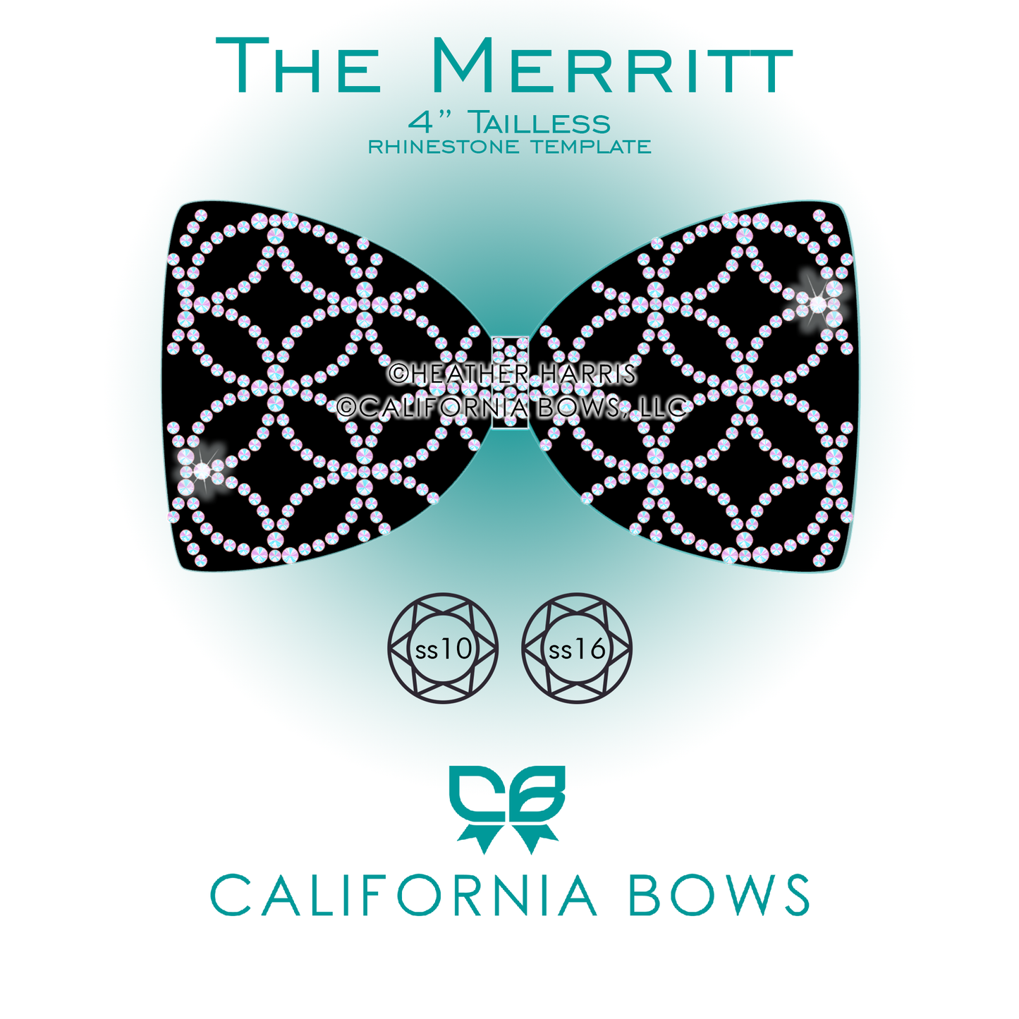 Merritt 4" Tailless Bow Rhinestone Template Download