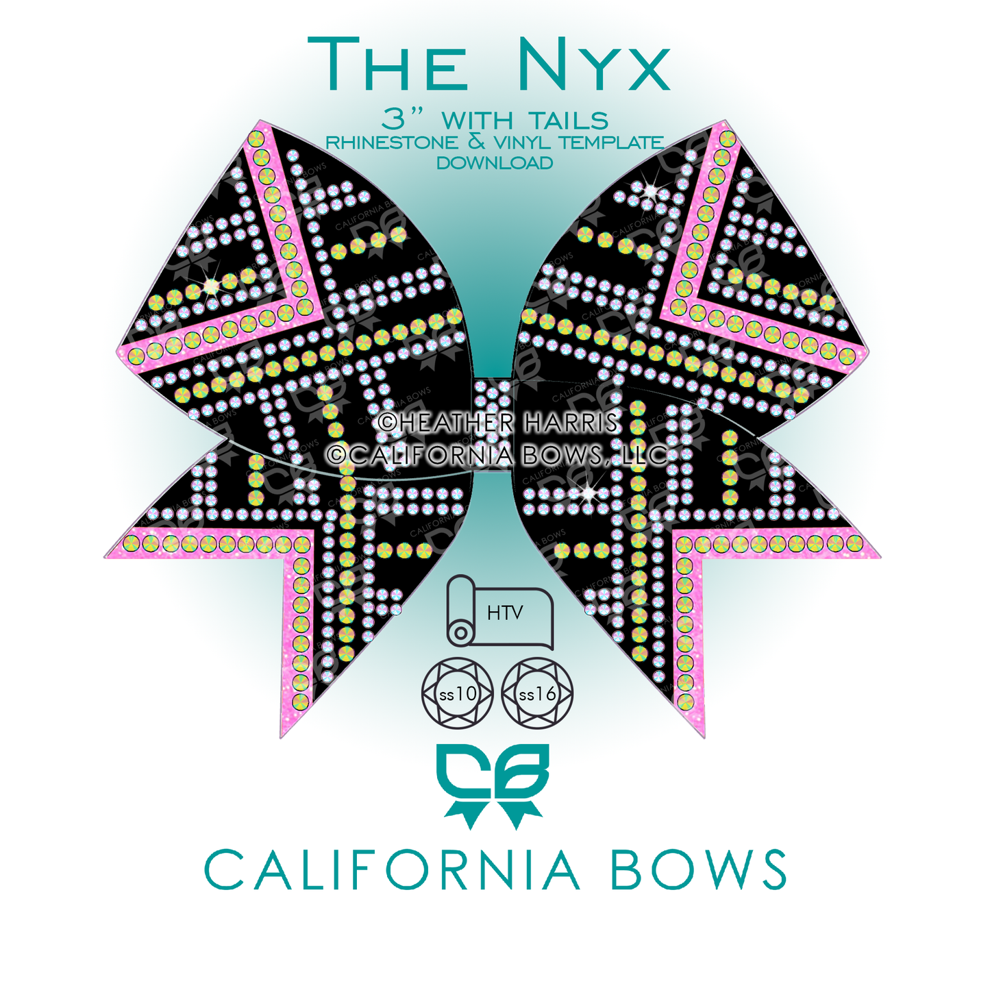 Nyx 3" Bow Rhinestone Vinyl Template Download