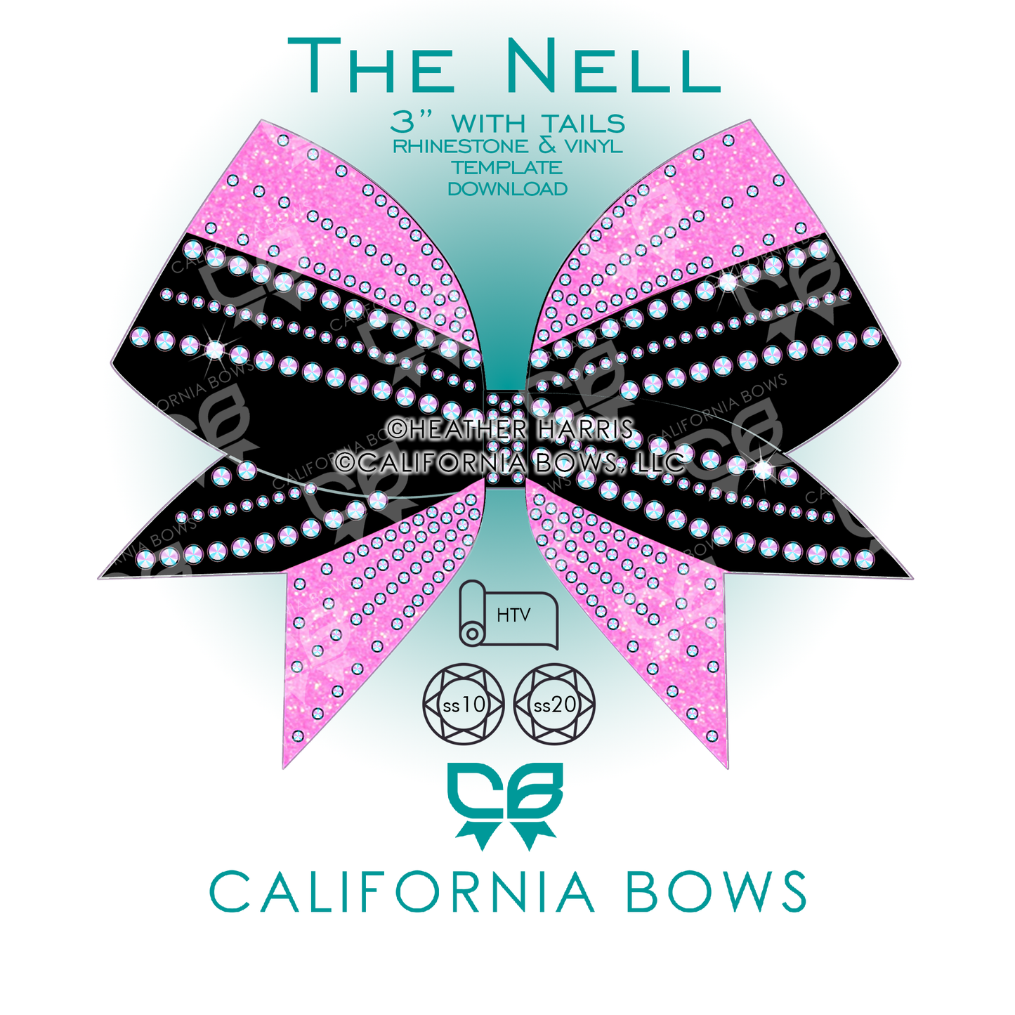 Nell 3" Bow Rhinestone Vinyl Template Download