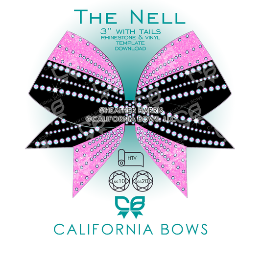 Nell 3" Bow Rhinestone Vinyl Template Download