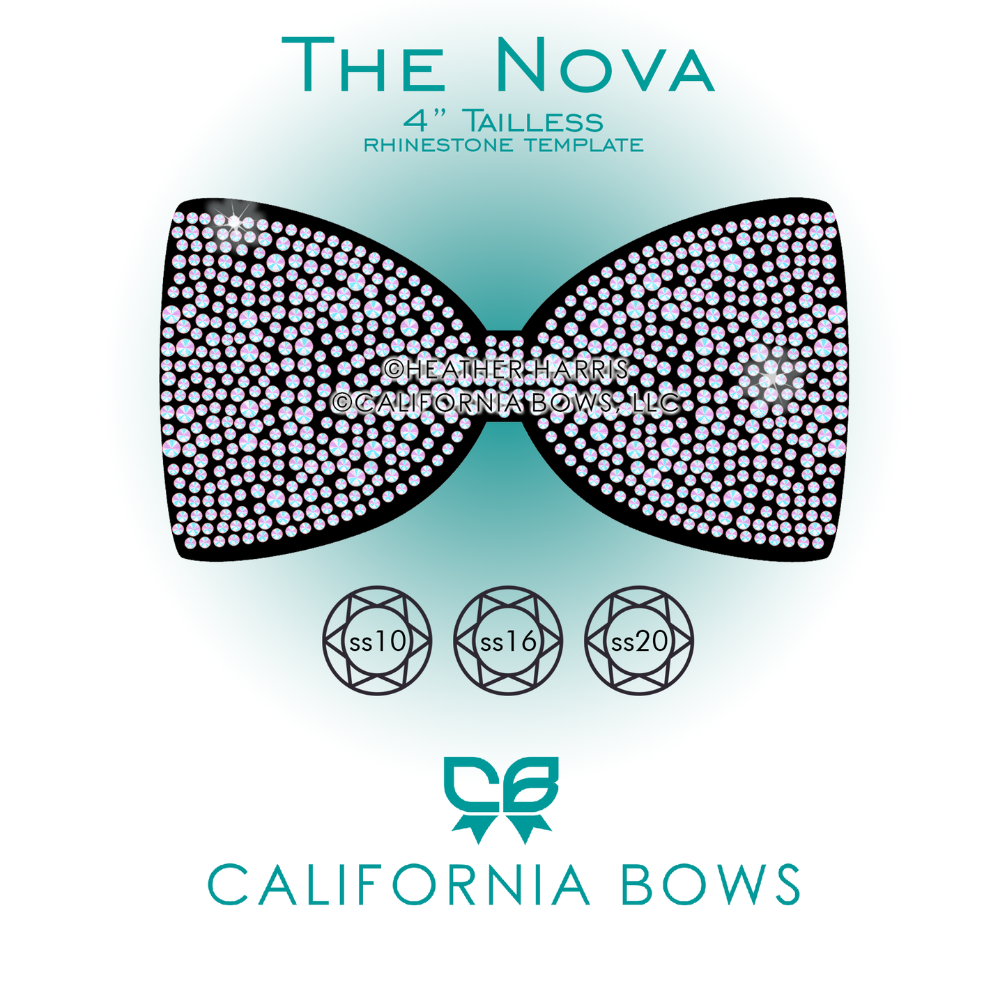 Nova 4" Tailless  Bow Rhinestone Template Download