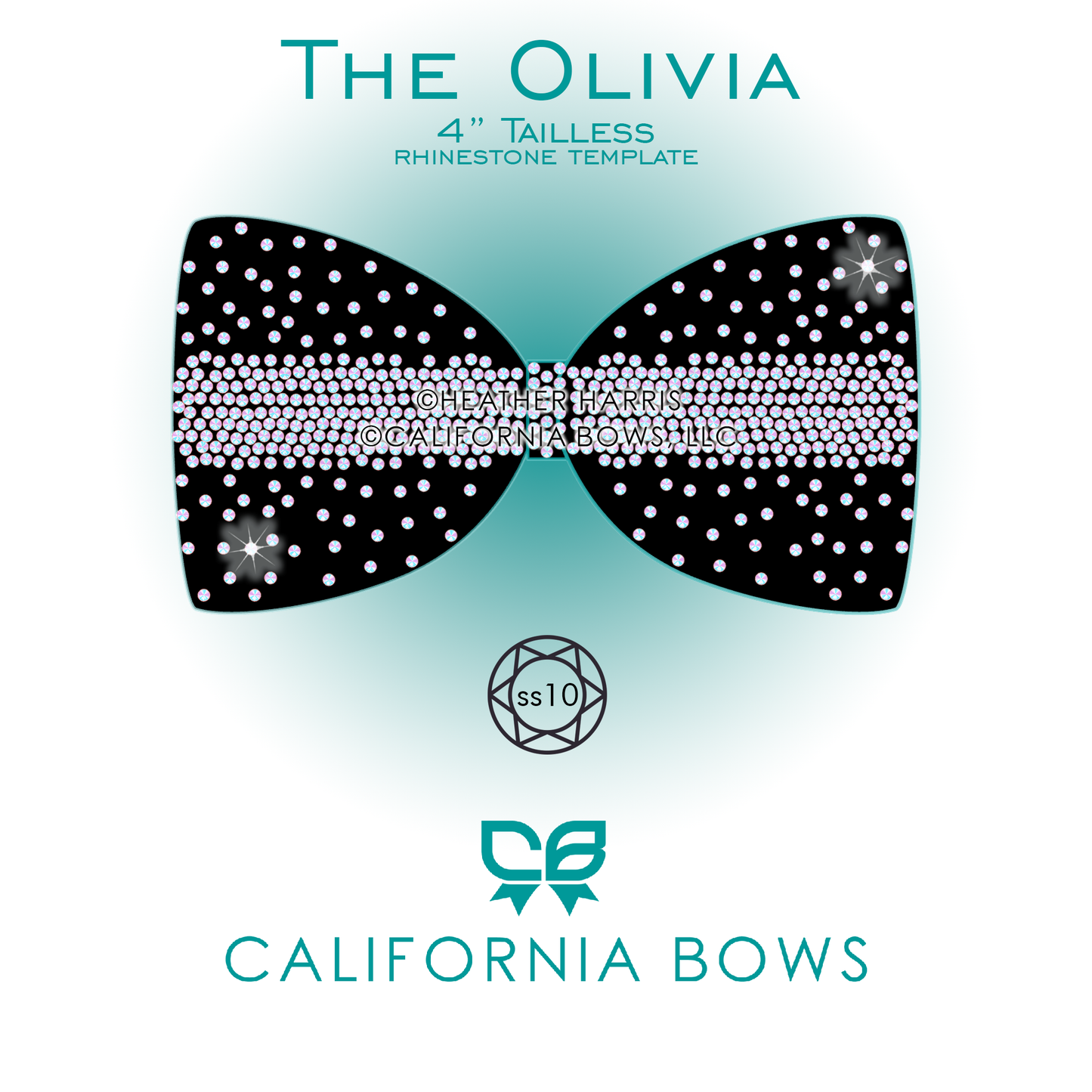 Olivia 4" Tailless Bow Rhinestone Template Download