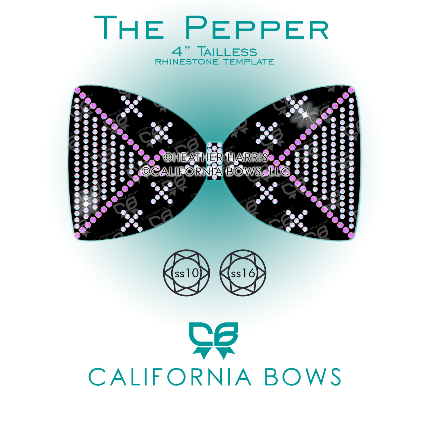 Pepper 4" Tailless Bow Rhinestone Template Download