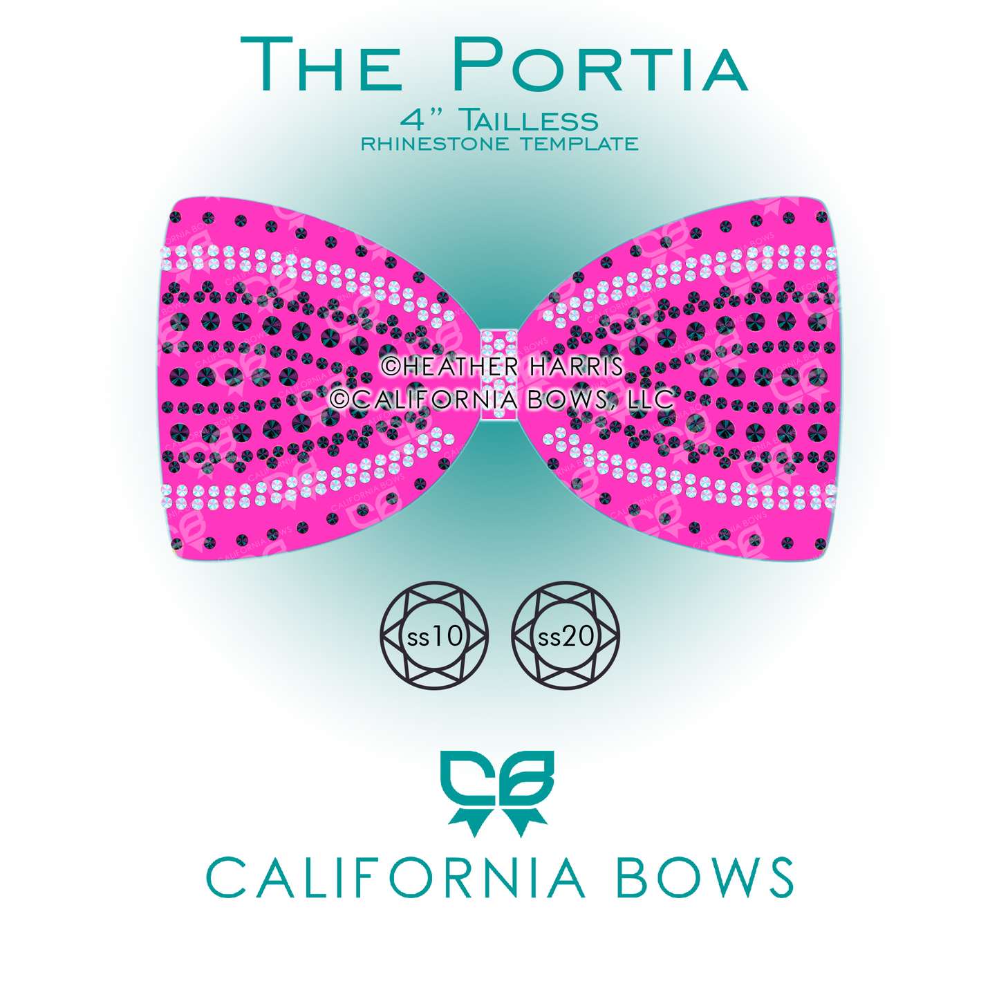 Portia 4" Tailless Bow Rhinestone Template Download
