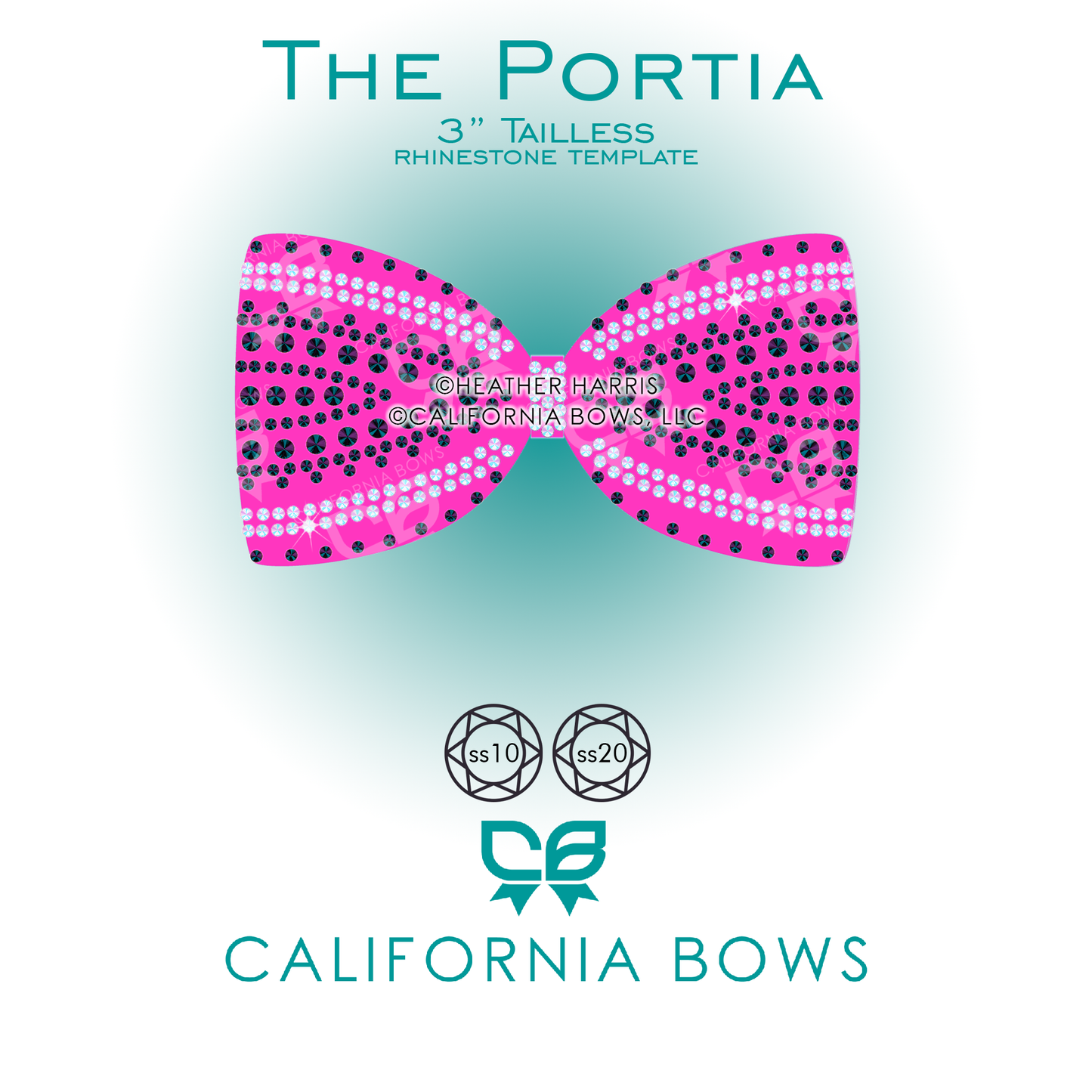 Portia 3" Tailless Bow Rhinestone Template Download