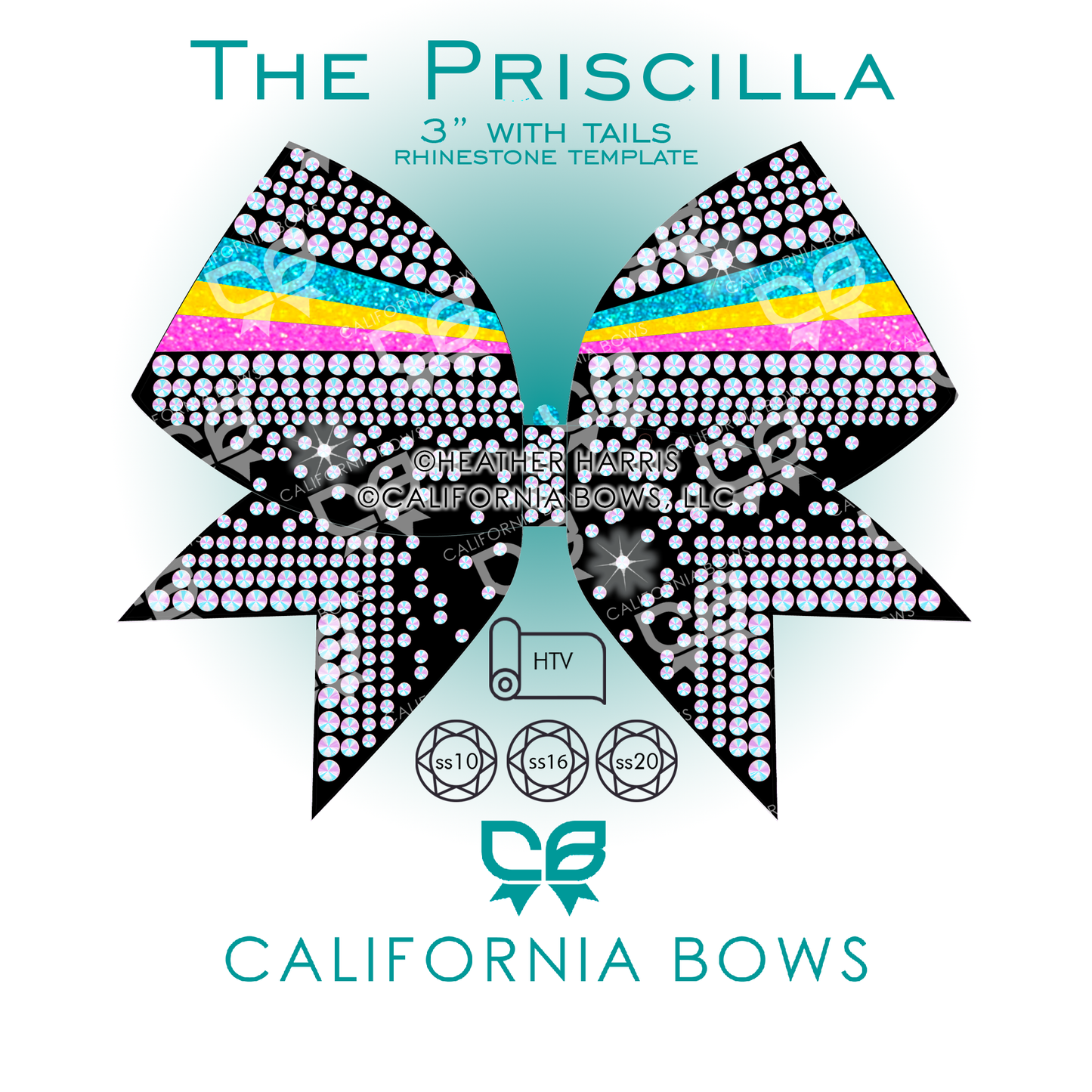 Priscilla 3" Bow Rhinestone Template Download