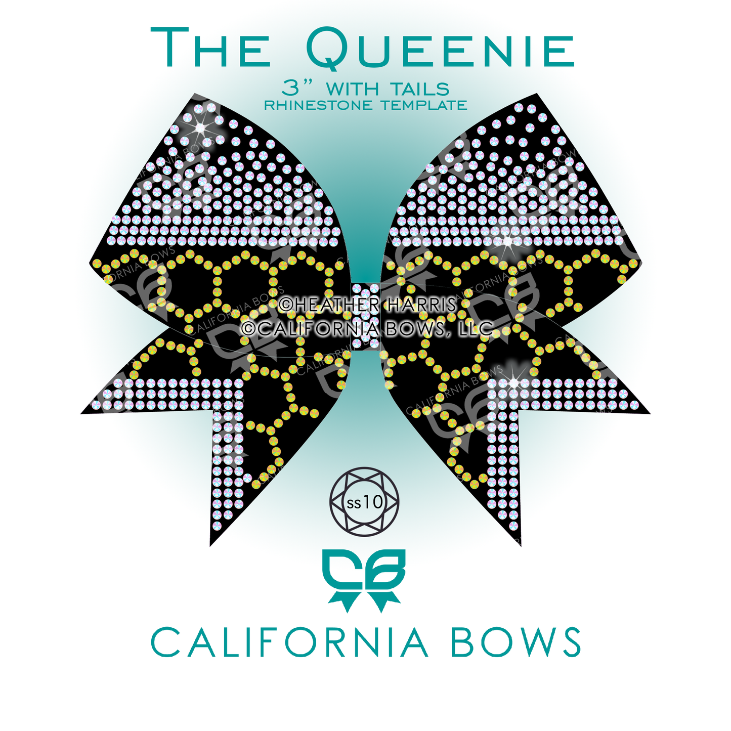 Queenie 3" Bow Rhinestone Template Download