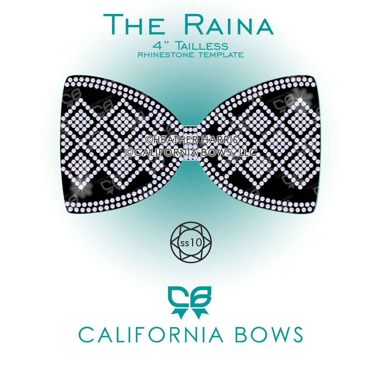 Raina 4" Tailless Bow Rhinestone Template Download